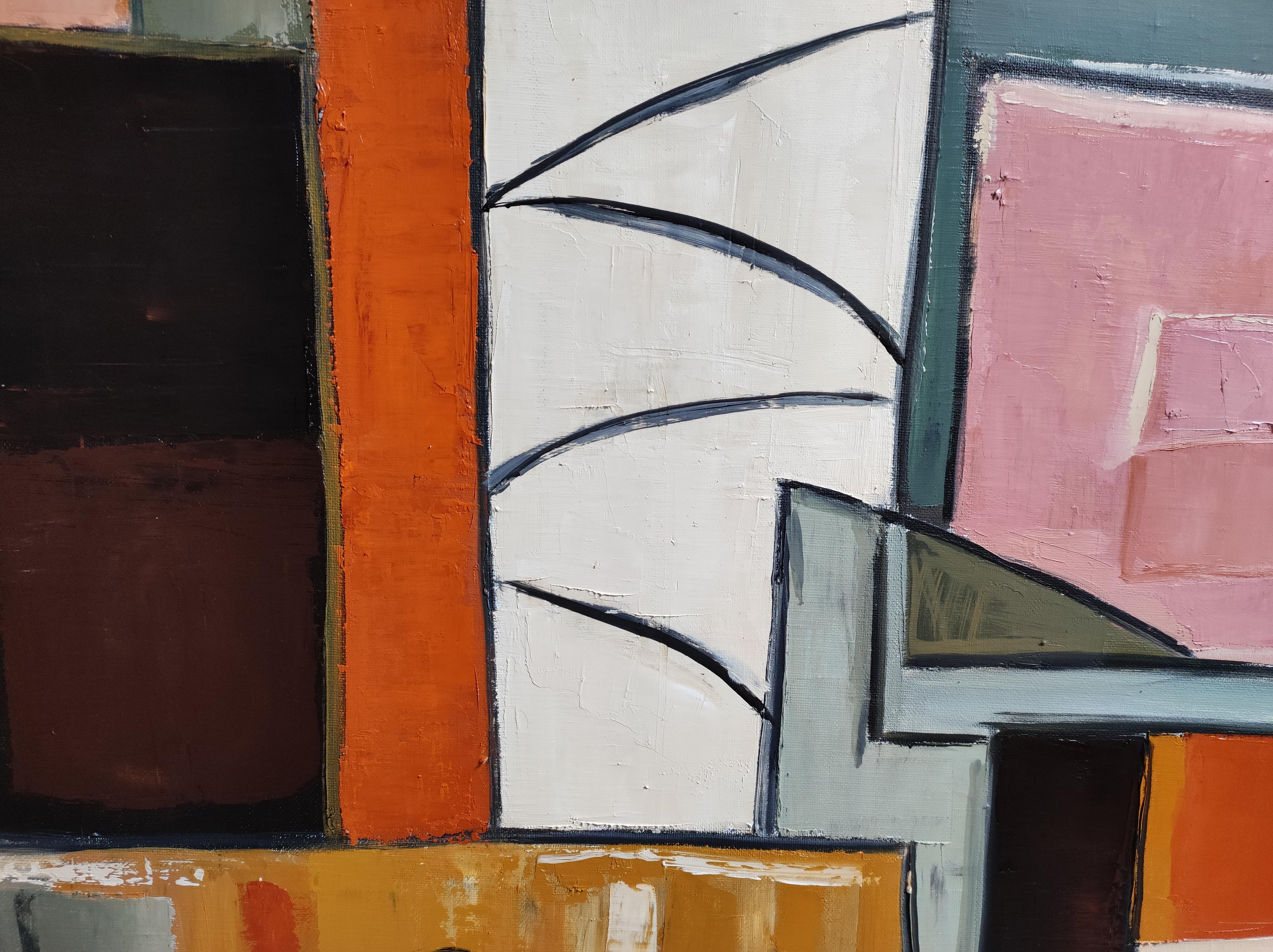 Autour de l'atelier — Post cubism, Textured Oil Painting, Artist Studio, French For Sale 5