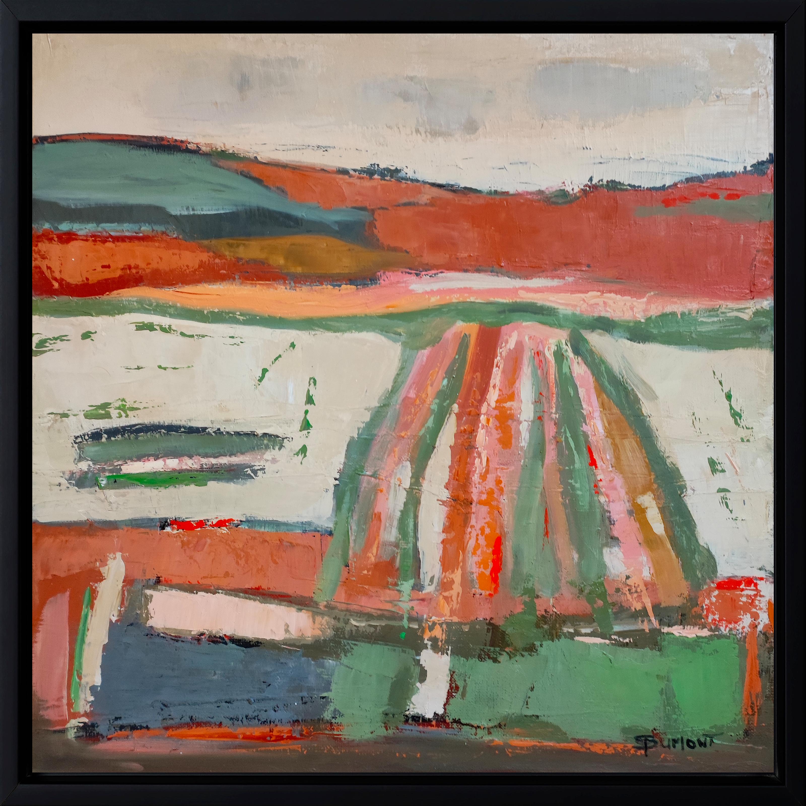 Autumn Lands– Original Textured Abstract landscape , Oil Paint, Contemporary - Painting by SOPHIE DUMONT