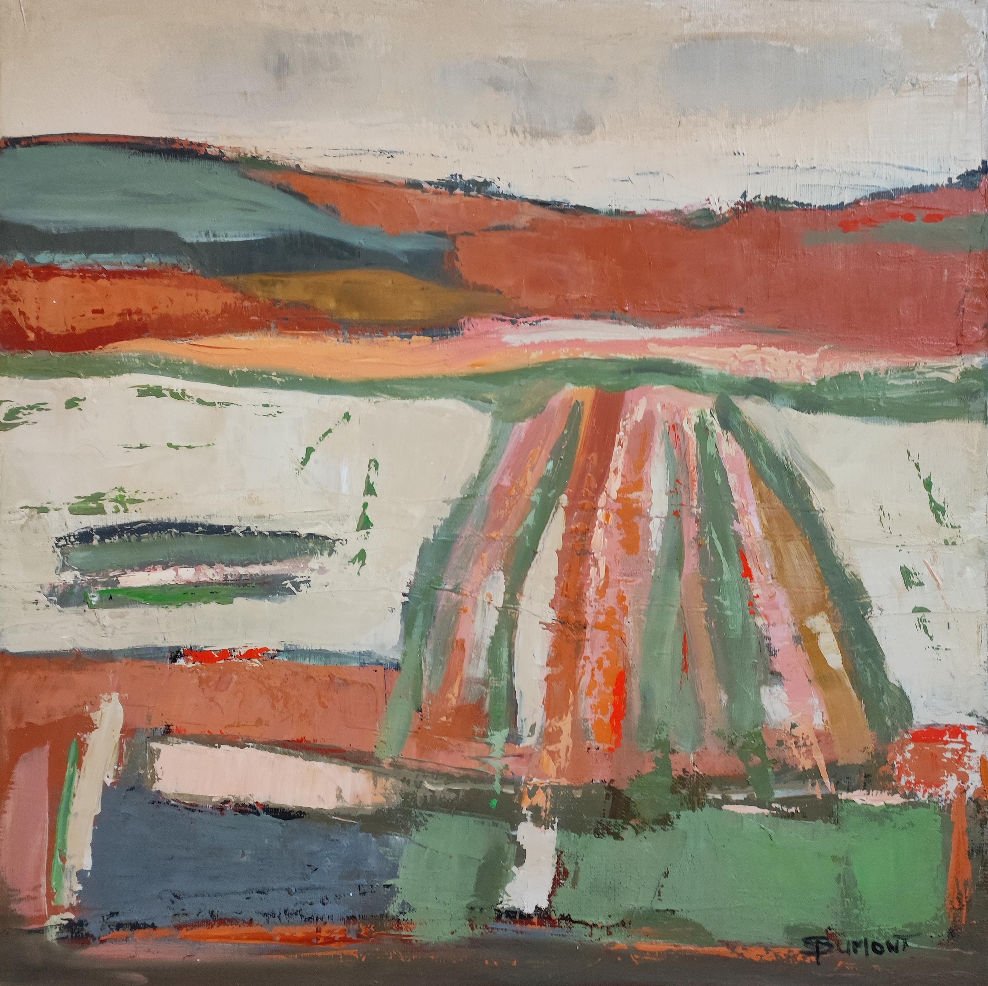 Autumn Lands– Original Textured Abstract landscape , Oil Paint, Contemporary - Brown Still-Life Painting by SOPHIE DUMONT