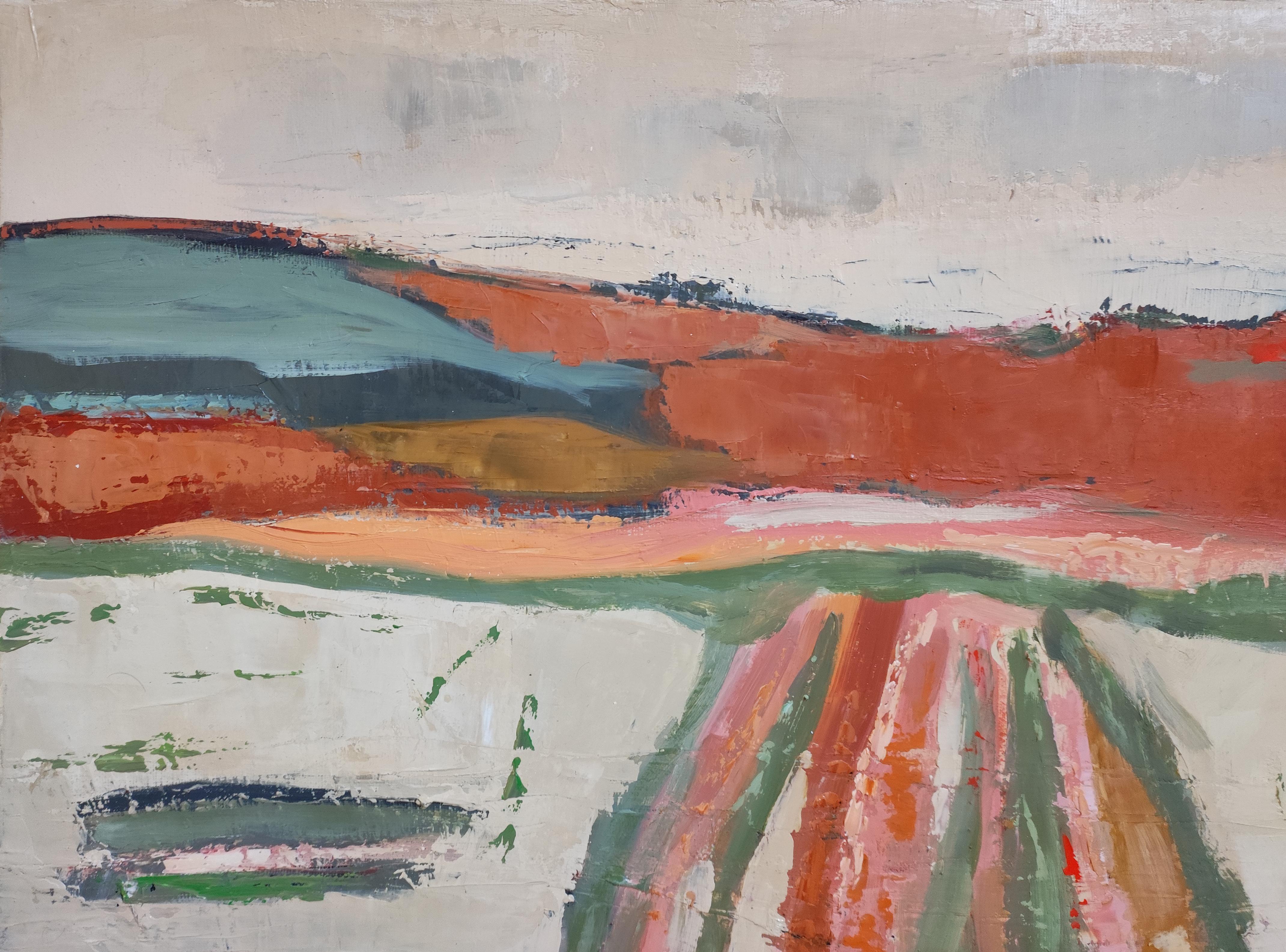 Autumn Lands– Original Textured Abstract landscape , Oil Paint, Contemporary For Sale 1
