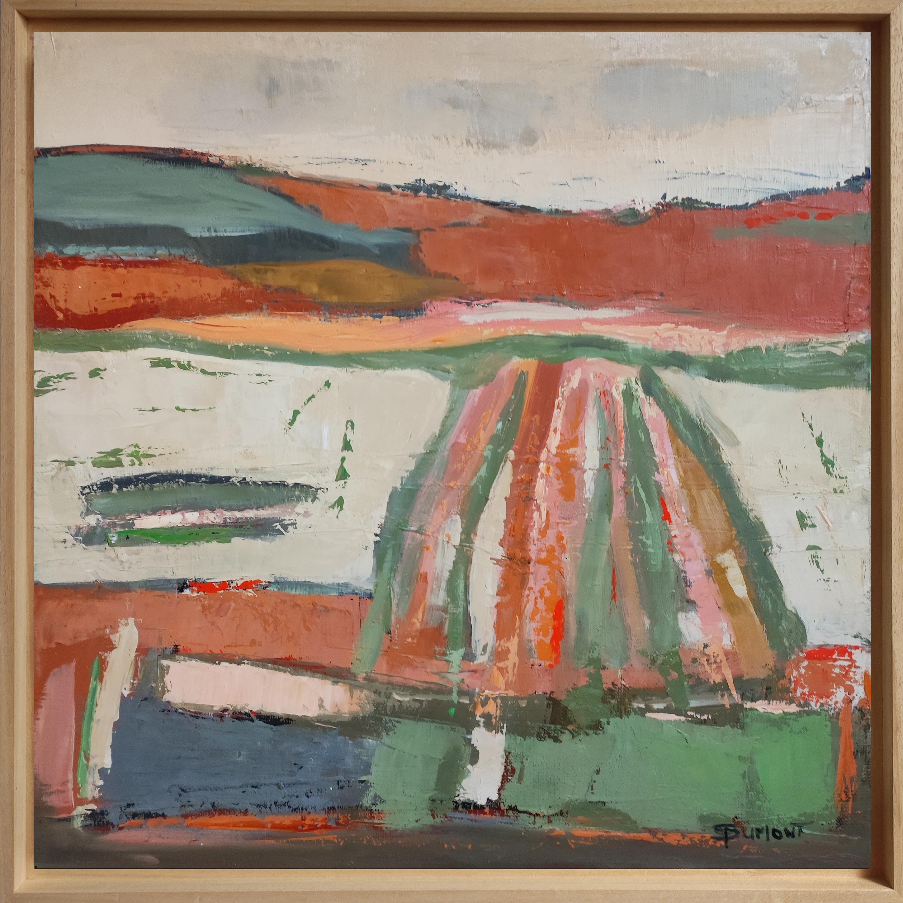 SOPHIE DUMONT Still-Life Painting - Autumn Lands– Original Textured Abstract landscape , Oil Paint, Contemporary