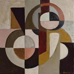 Axe de convergence, Geométrico abstracto, óleo sobre lienzo, Contemporáneo