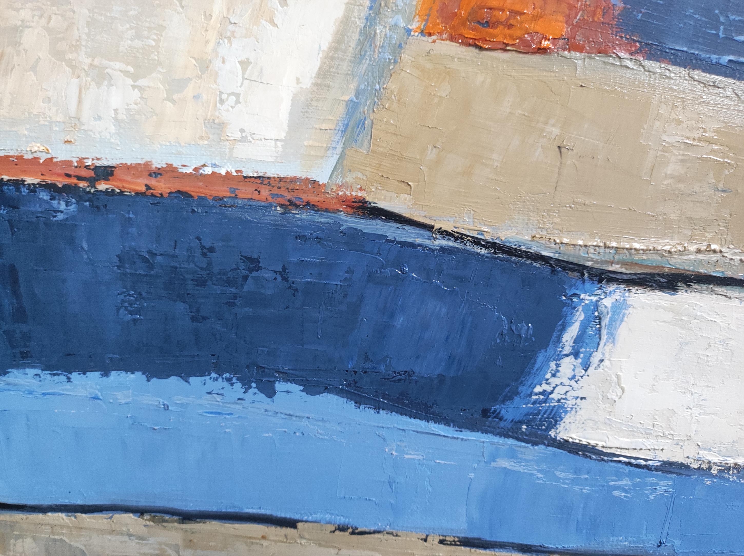 Azzurro astratto  paesaggio, olio, campagna, espressionismo, texture 8