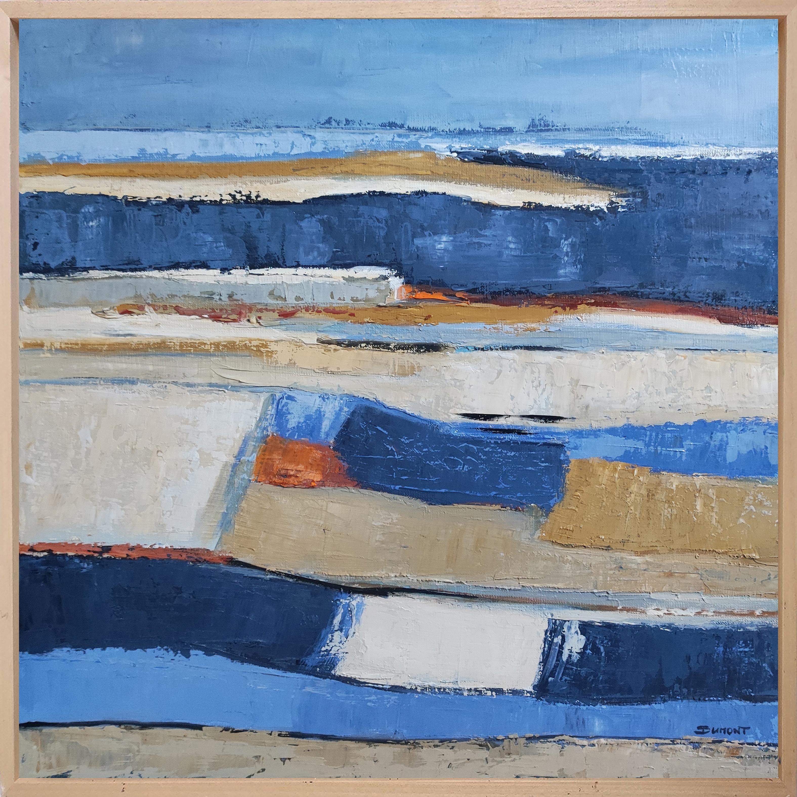Azzurro astratto  paesaggio, olio, campagna, espressionismo, texture 6
