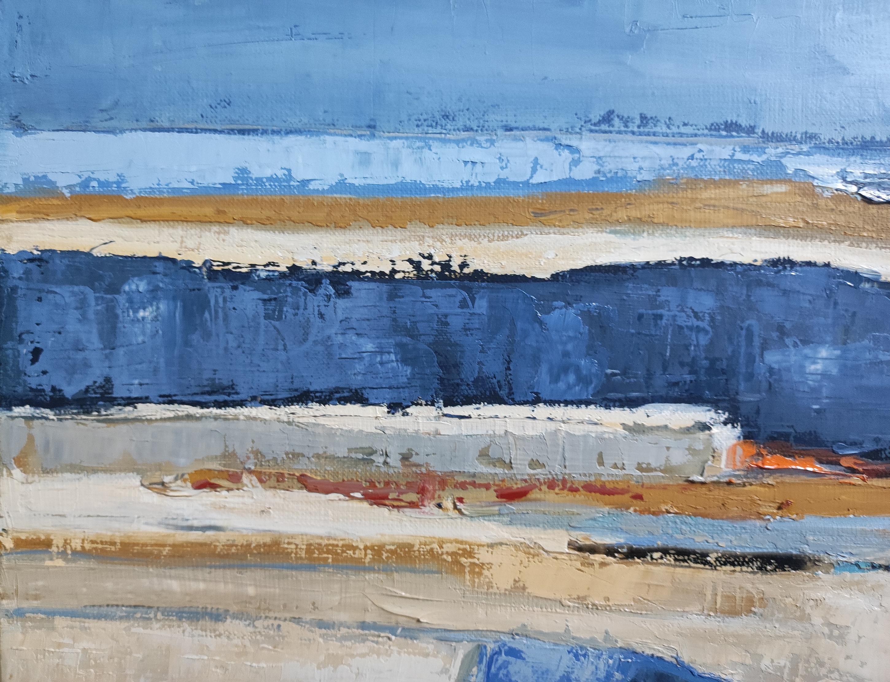 Azzurro astratto  paesaggio, olio, campagna, espressionismo, texture 10