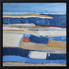 Azur abstract blue  lanscape, oil, countryside expressionism, textured