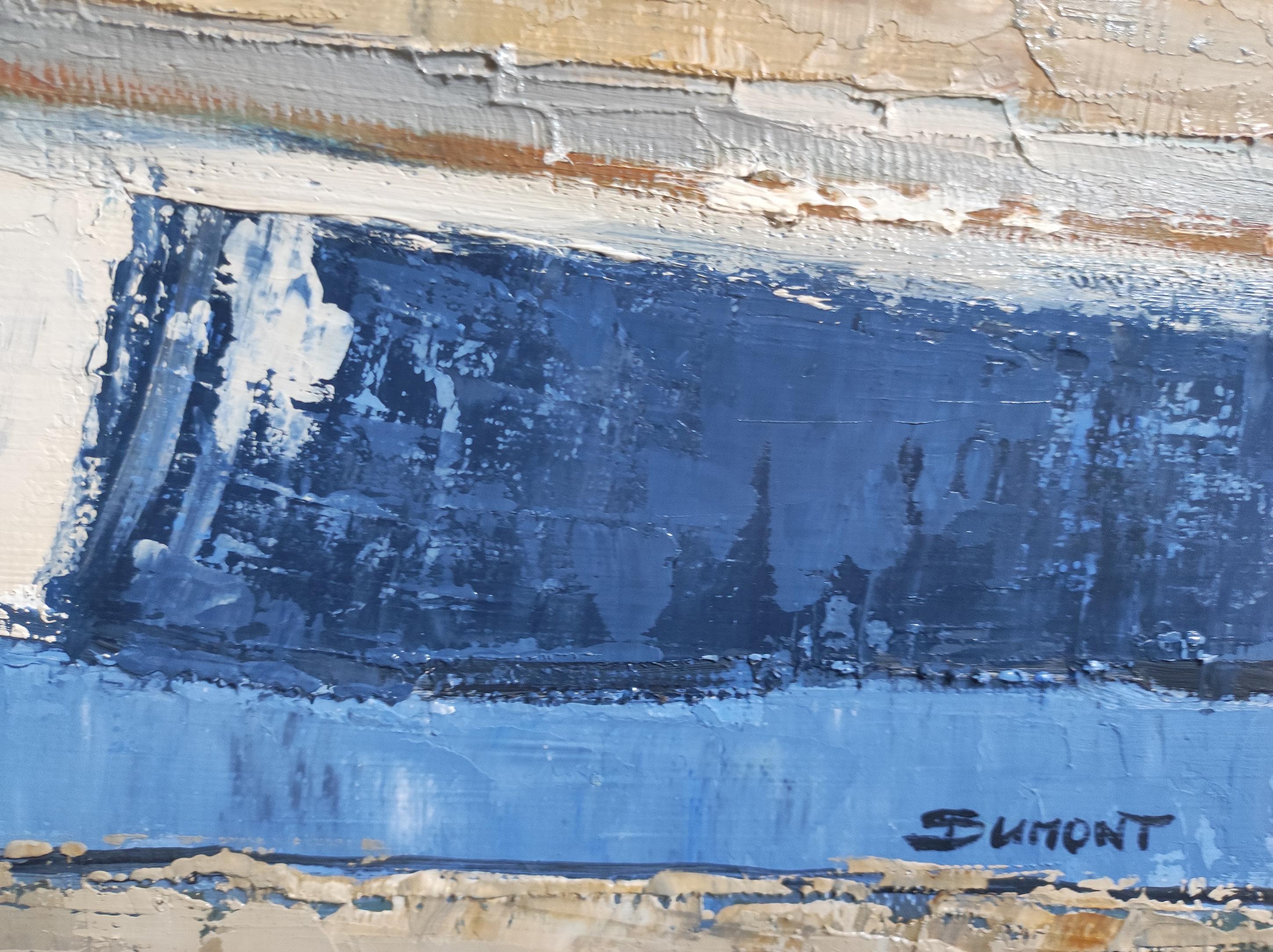 Azzurro astratto  paesaggio, olio, campagna, espressionismo, texture 3