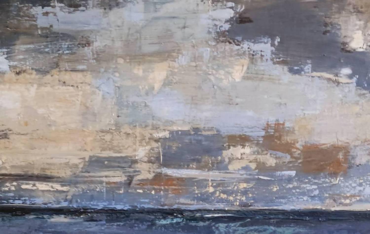 beach, seaside, semi-abstract, oil on canvas, texture, impasto, France For Sale 6