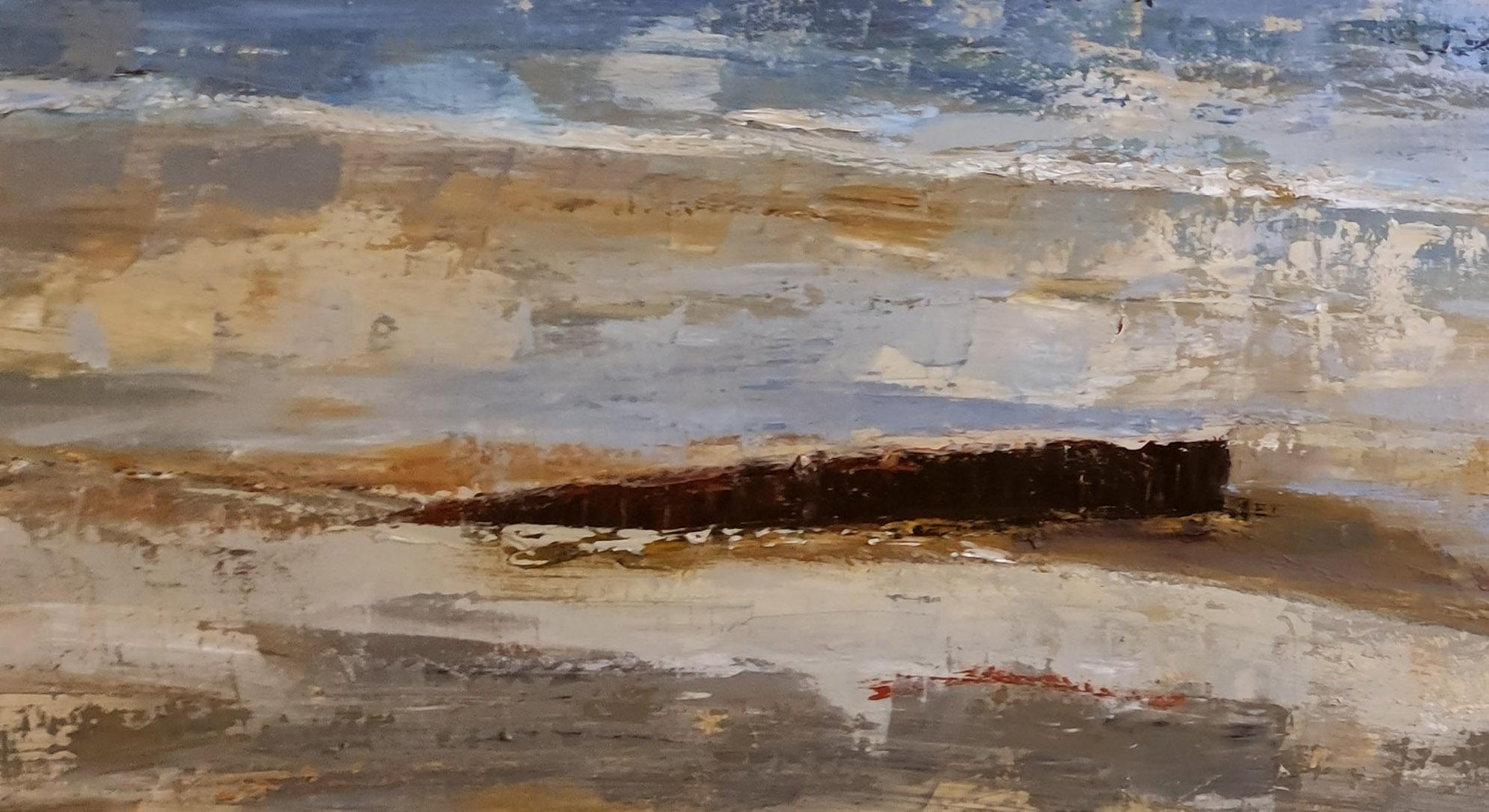 Beach, Seaside, Semi Abstract, Oil on canvas, texture, Sky, Contemporary? France For Sale 1