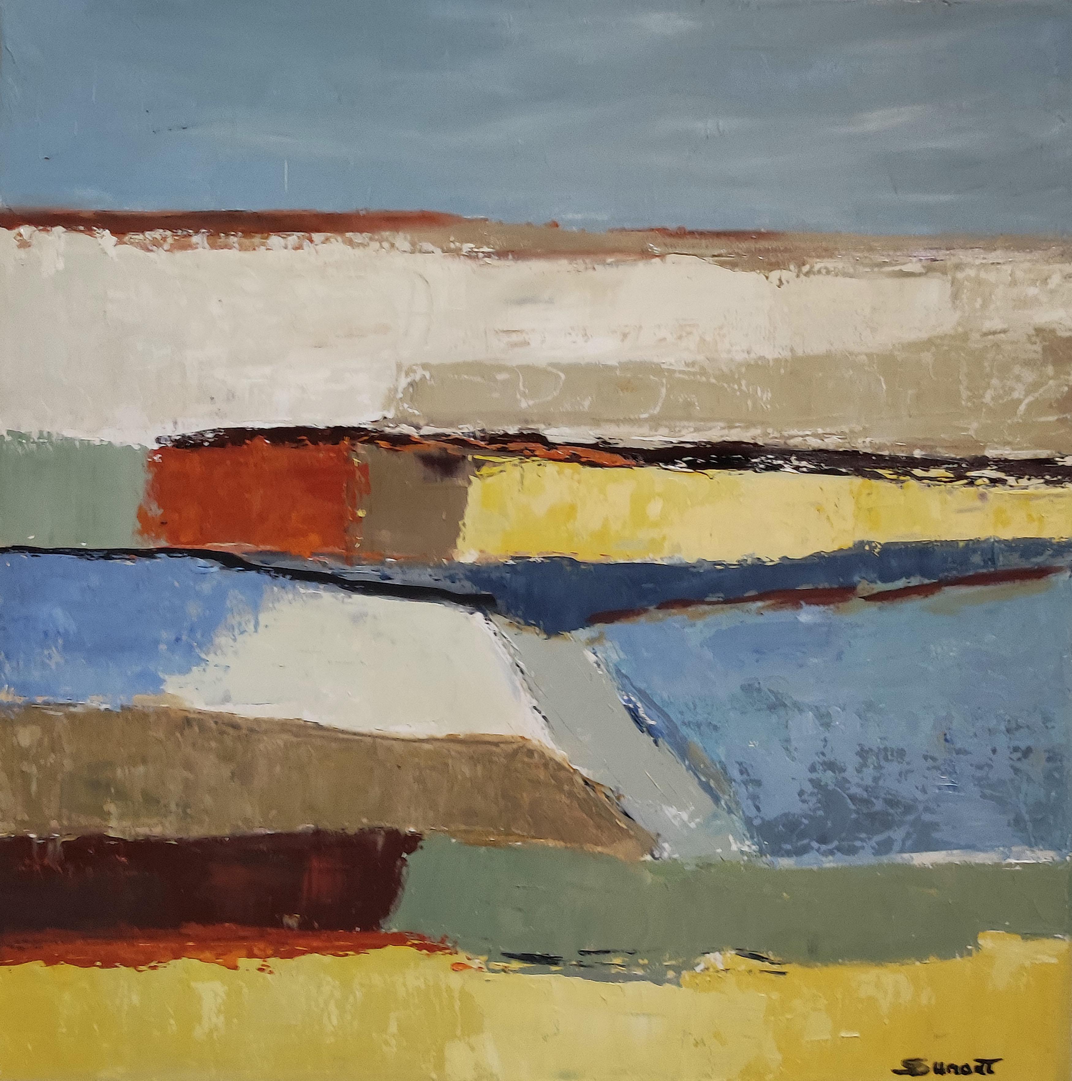 Belle giornate, paesaggio astratto, espressionismo, olio su tela, campagna - Painting di SOPHIE DUMONT