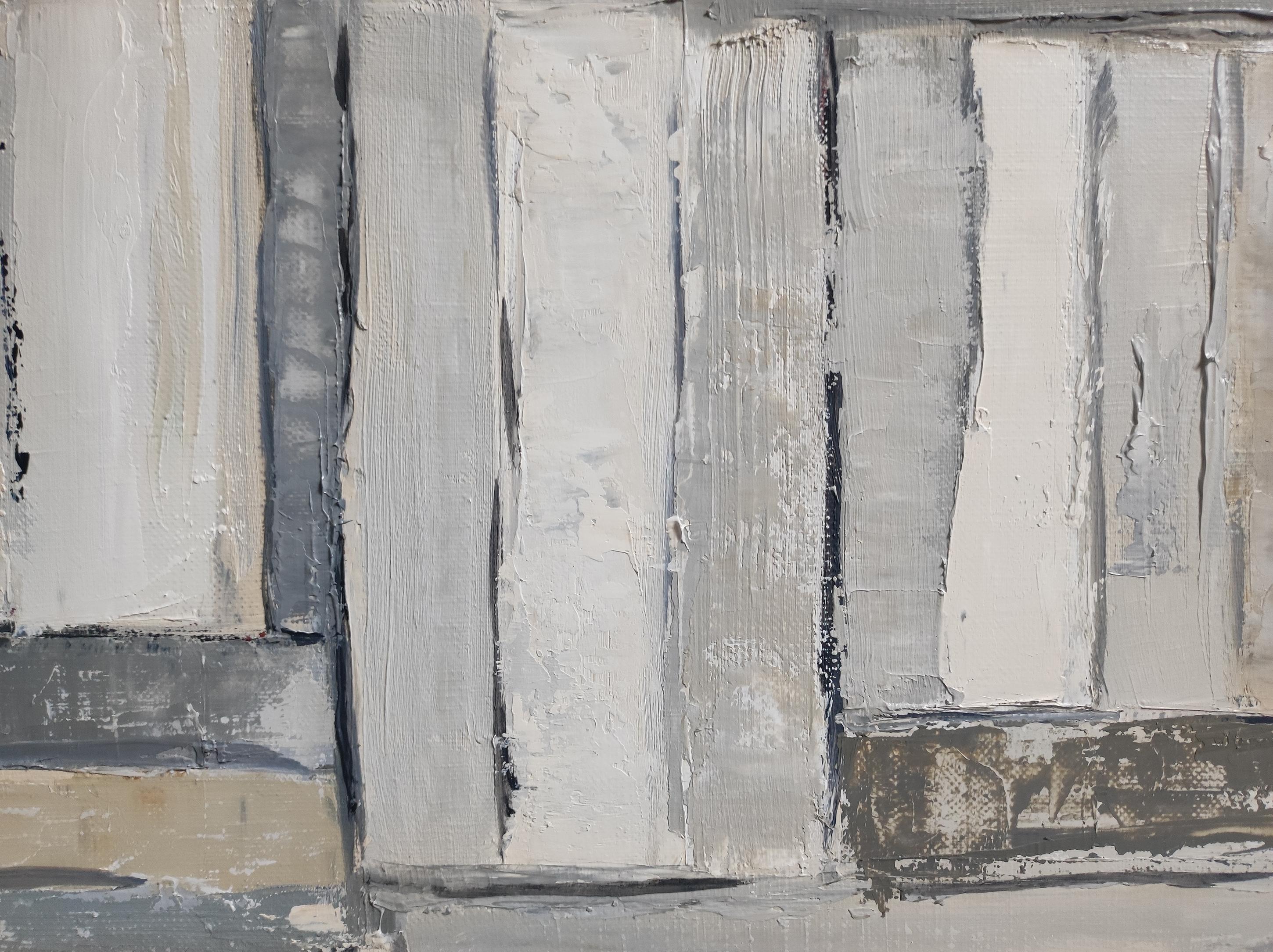 best seller, oil on canas, library, white, textured, impasto, modern, minimalism For Sale 7