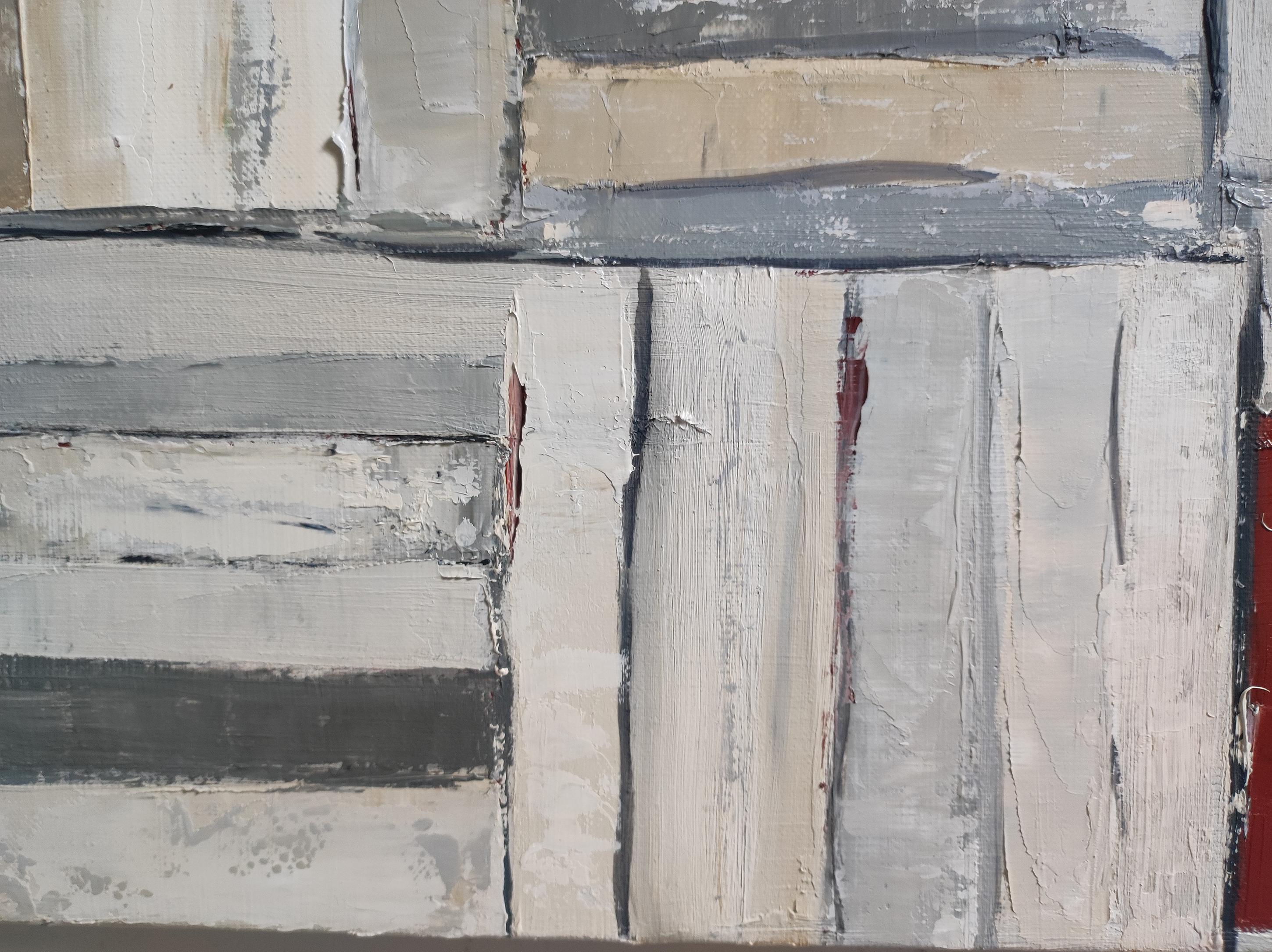 best seller, oil on canas, library, white, textured, impasto, modern, minimalism For Sale 6