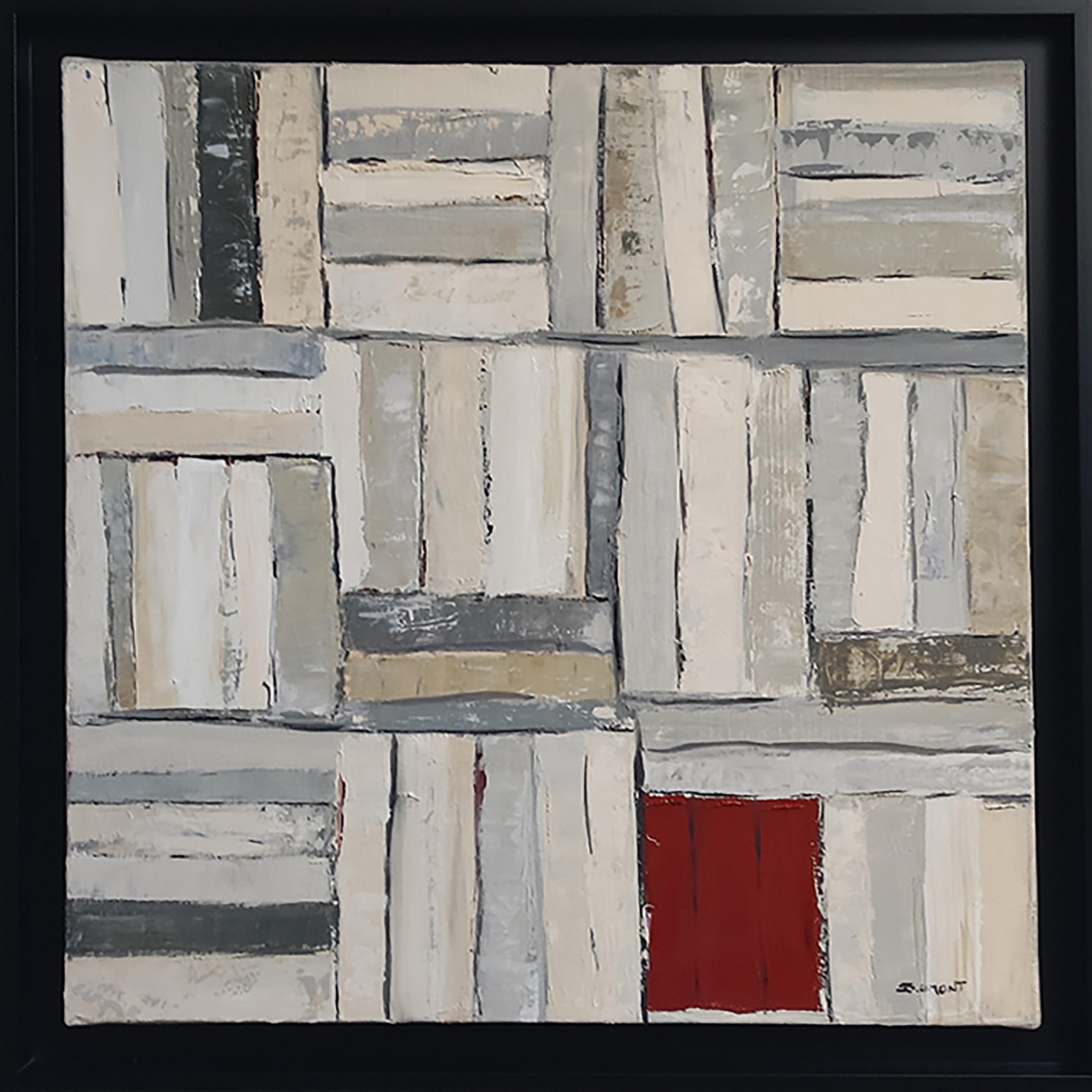 SOPHIE DUMONT Interior Painting - best seller, oil on canas, library, white, textured, impasto, modern, minimalism