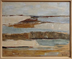 Between 2 Shores Modern French Abstract Landscape Painting, Contemporary Coastal