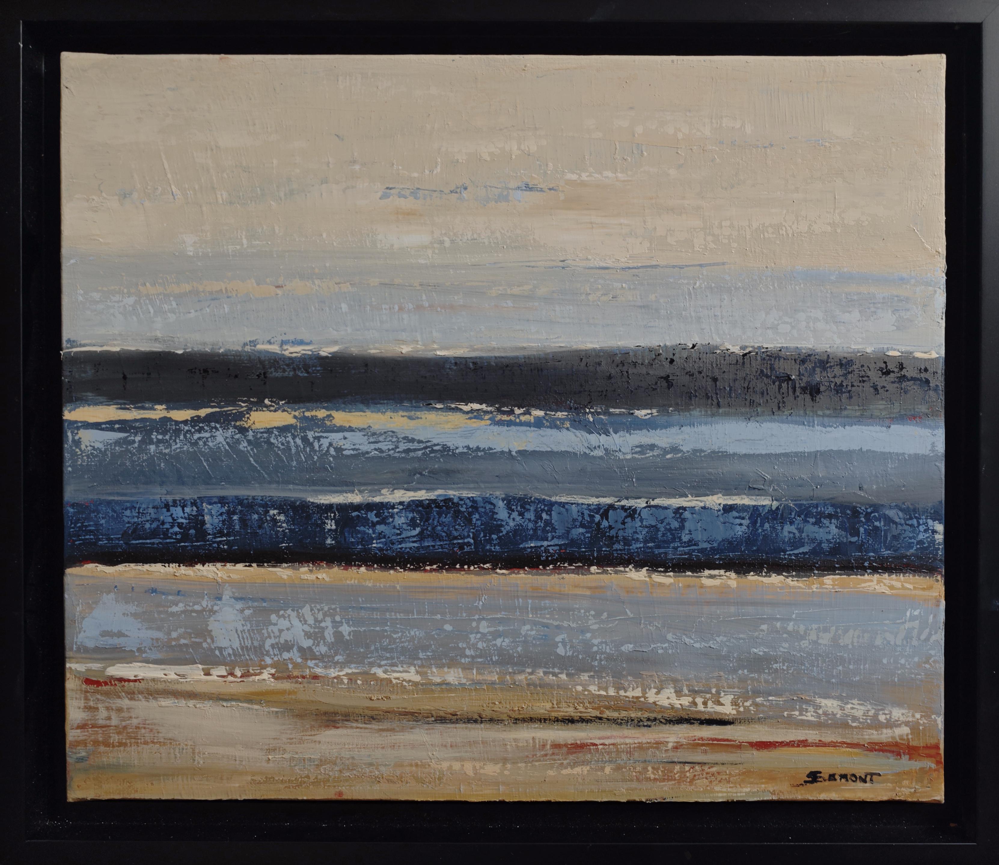 Between 2 silences— Abstract Minimalism, Oil Painting, Seaside, Contemporary art