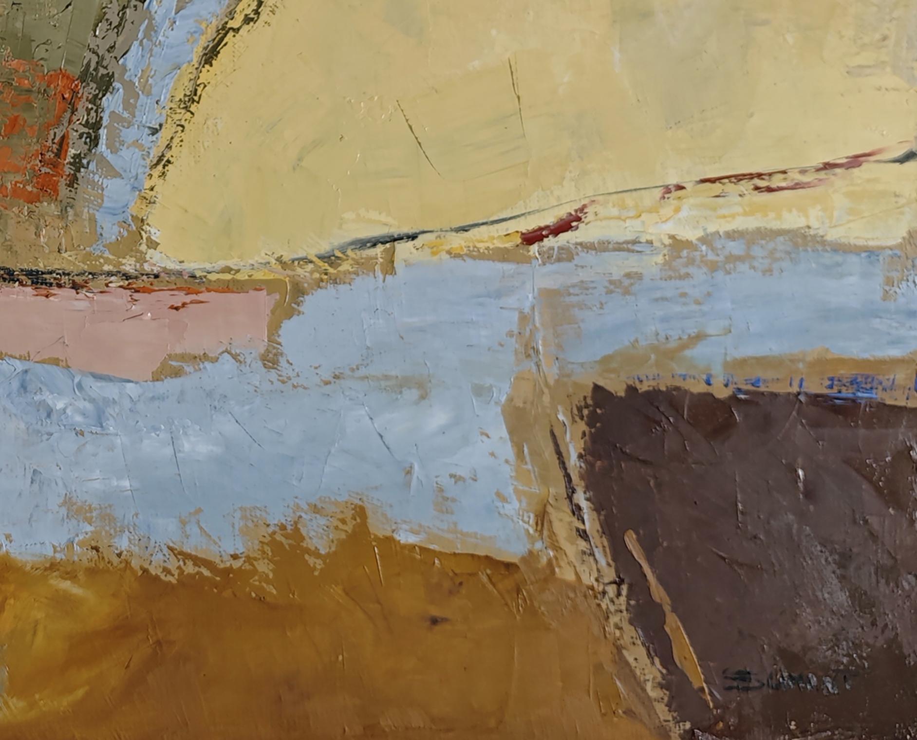 Entre la terre et le temps, Huile sur toile, Paysage abstrait, , Art expressionniste - Marron Abstract Painting par SOPHIE DUMONT