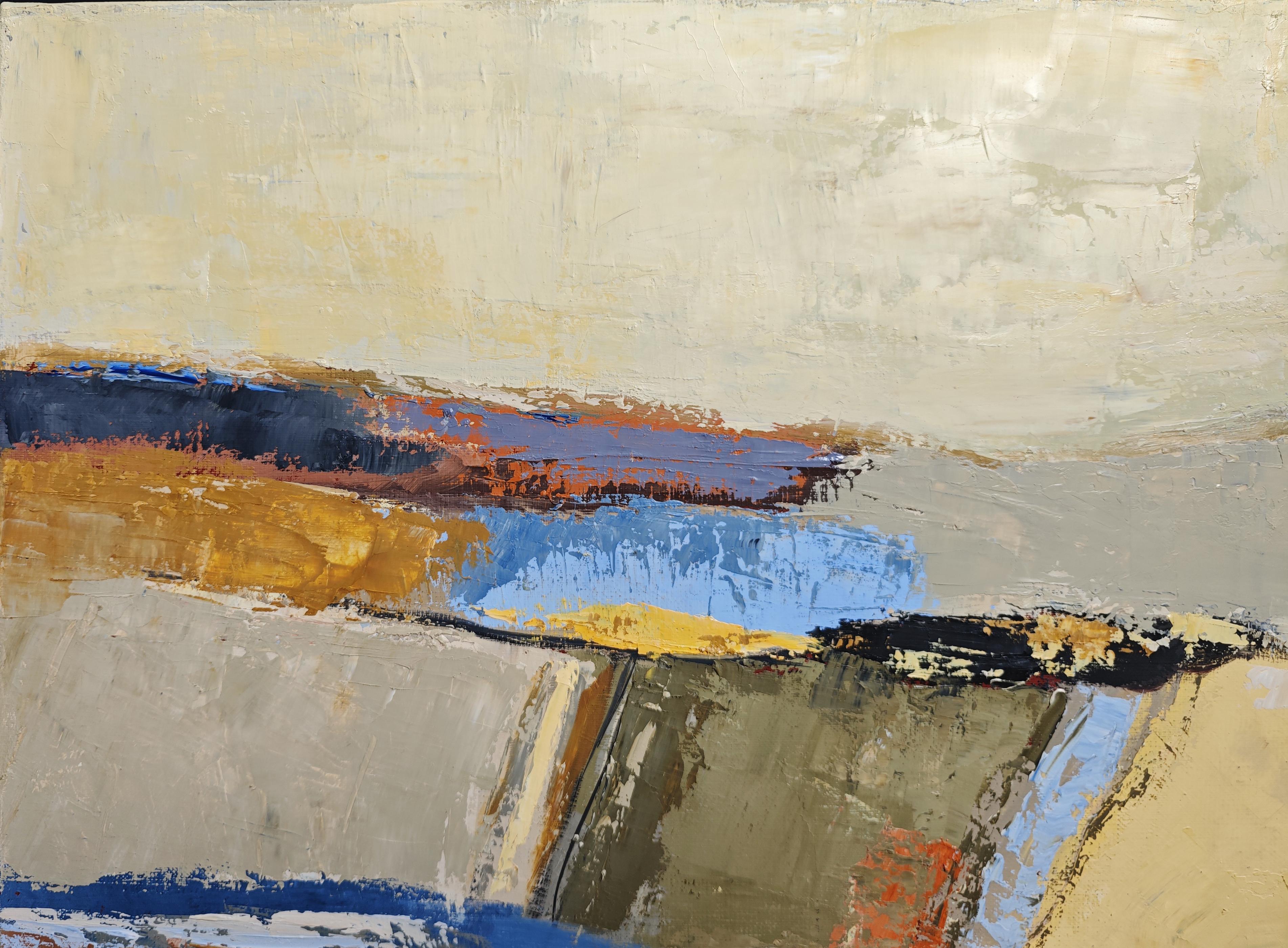 Entre la terre et le temps, Huile sur toile, Paysage abstrait, , Art expressionniste en vente 3