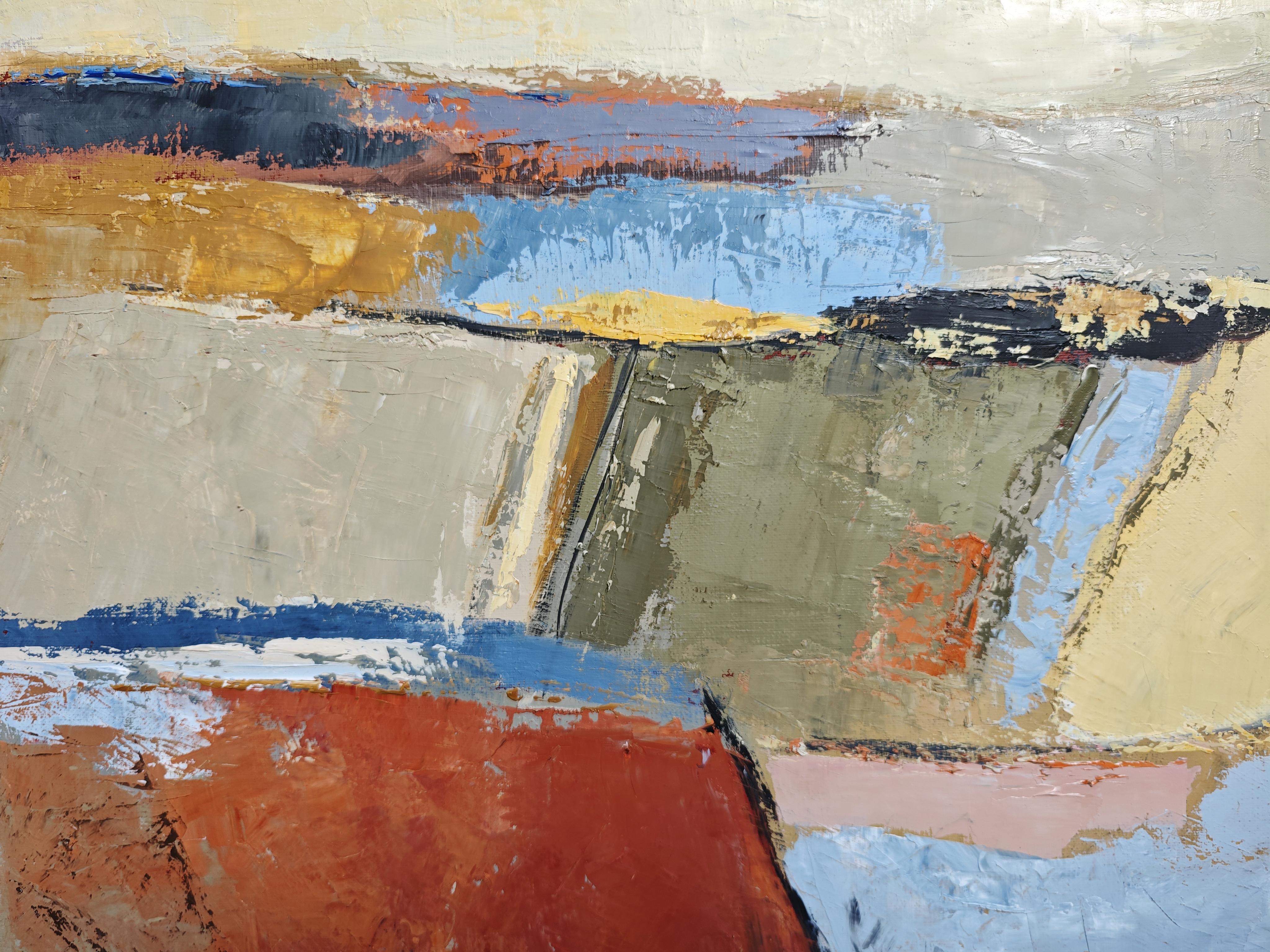 Entre la terre et le temps, Huile sur toile, Paysage abstrait, , Art expressionniste en vente 4
