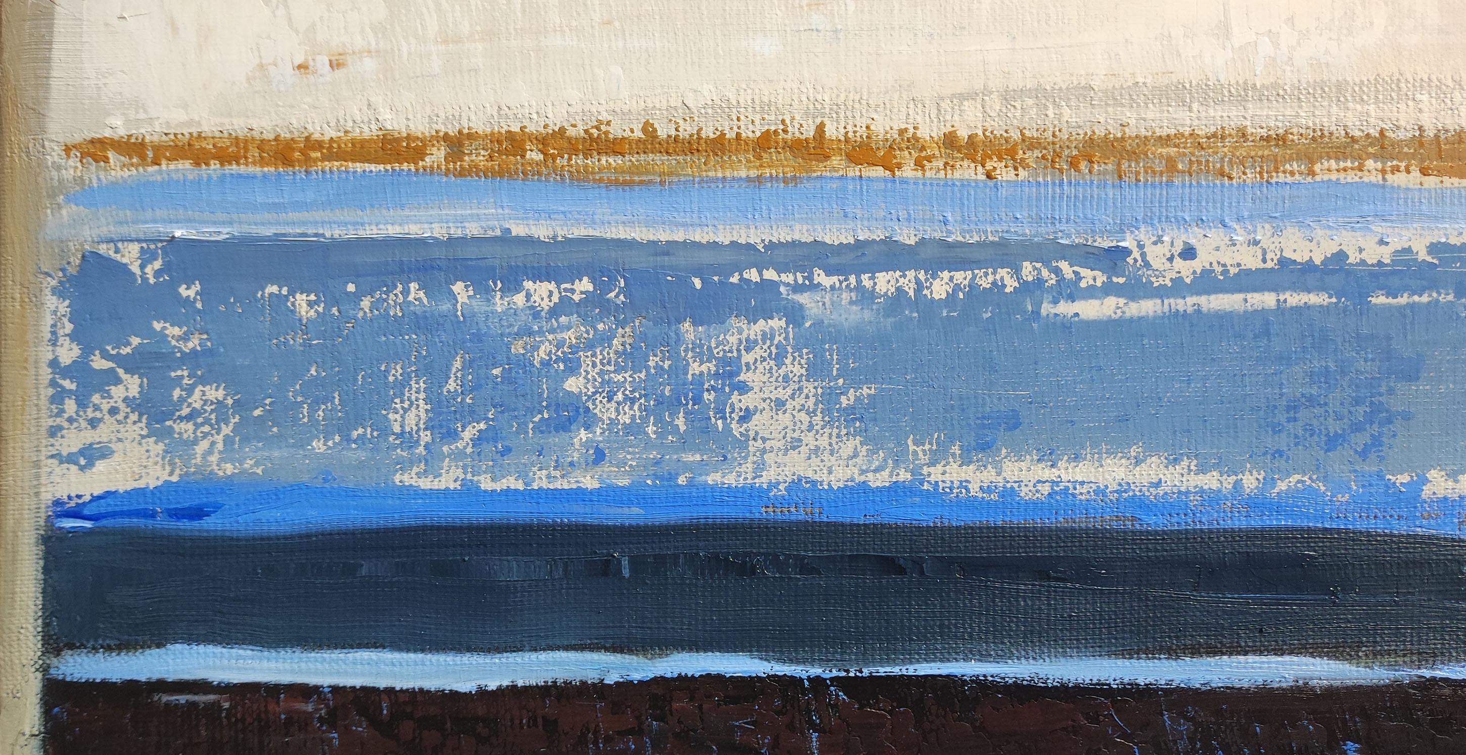 Tra cielo e terra: Paesaggio astratto, campagna, moderno contemporaneo - Abstract Painting Grigio di SOPHIE DUMONT