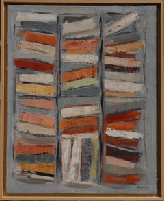 Bibliothèque 6, colored abstract, expressionism, oil on canvas, textured