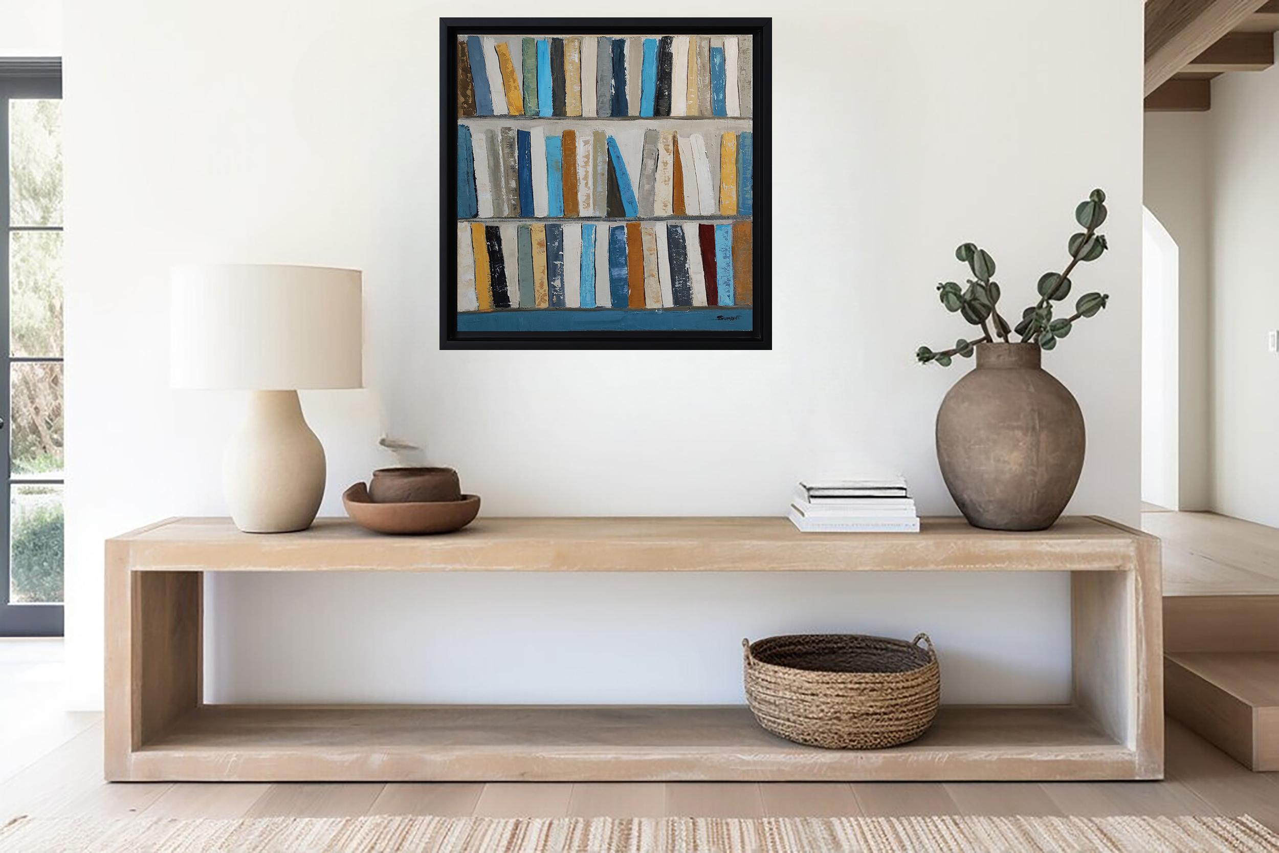 bibliotheque azur, Astratto, Biblioteca contemporanea, Espressionismo, Francese - Painting Espressionismo astratto di SOPHIE DUMONT