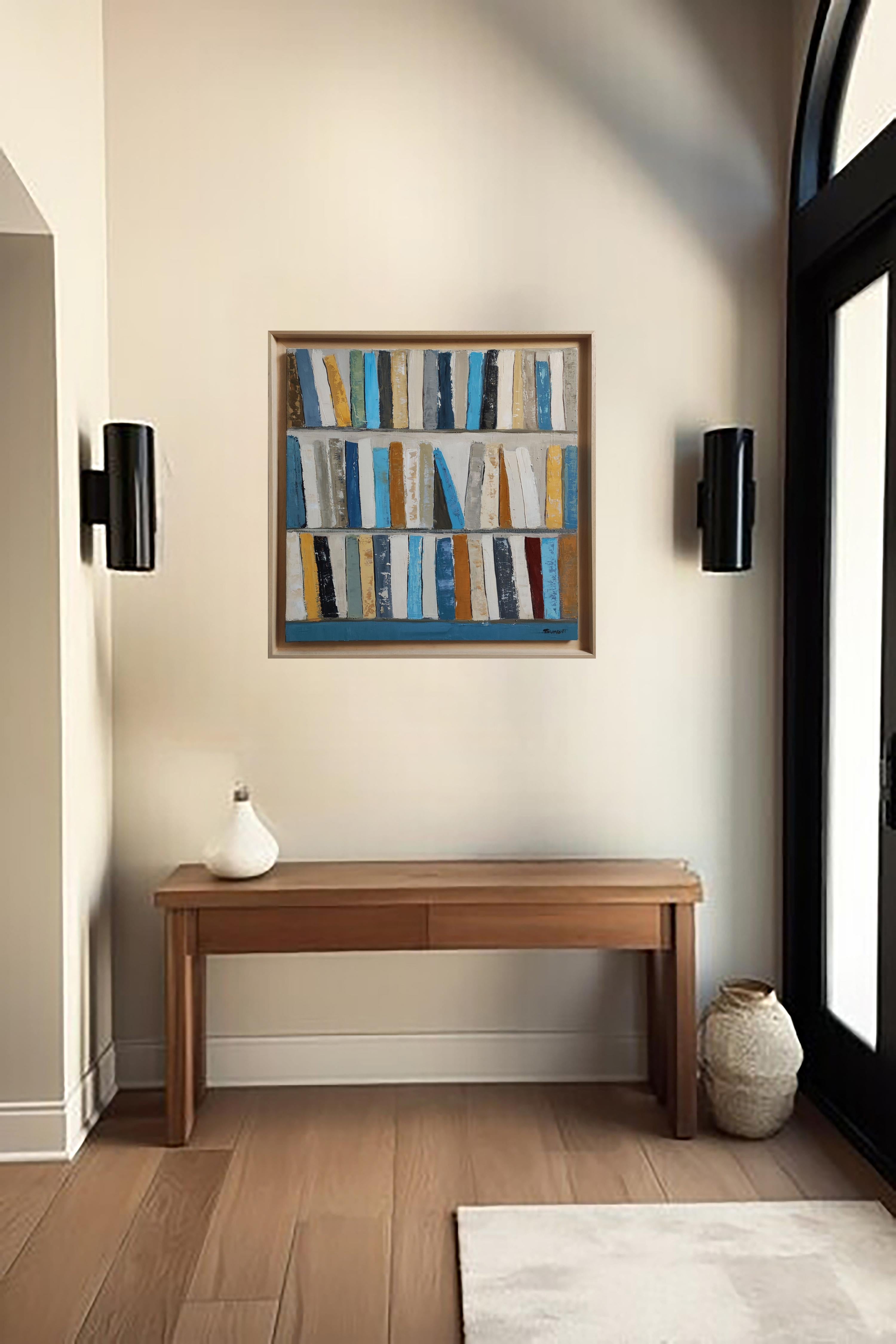 bibliotheque azur, Astratto, Biblioteca contemporanea, Espressionismo, Francese - Abstract Painting Nero di SOPHIE DUMONT