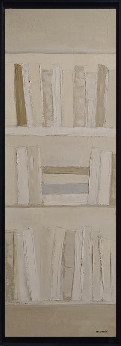 Bibliothèque Intime,  Astratto, Biblioteca, Monocromo, olio su tela, contemporaneo