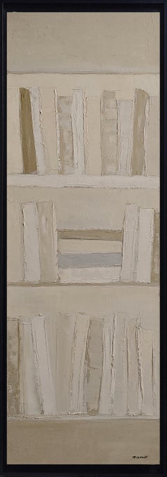 Biblioteca Intime,  Abstracto, Biblioteca, Monocromo, óleo sobre lienzo, contemporáneo