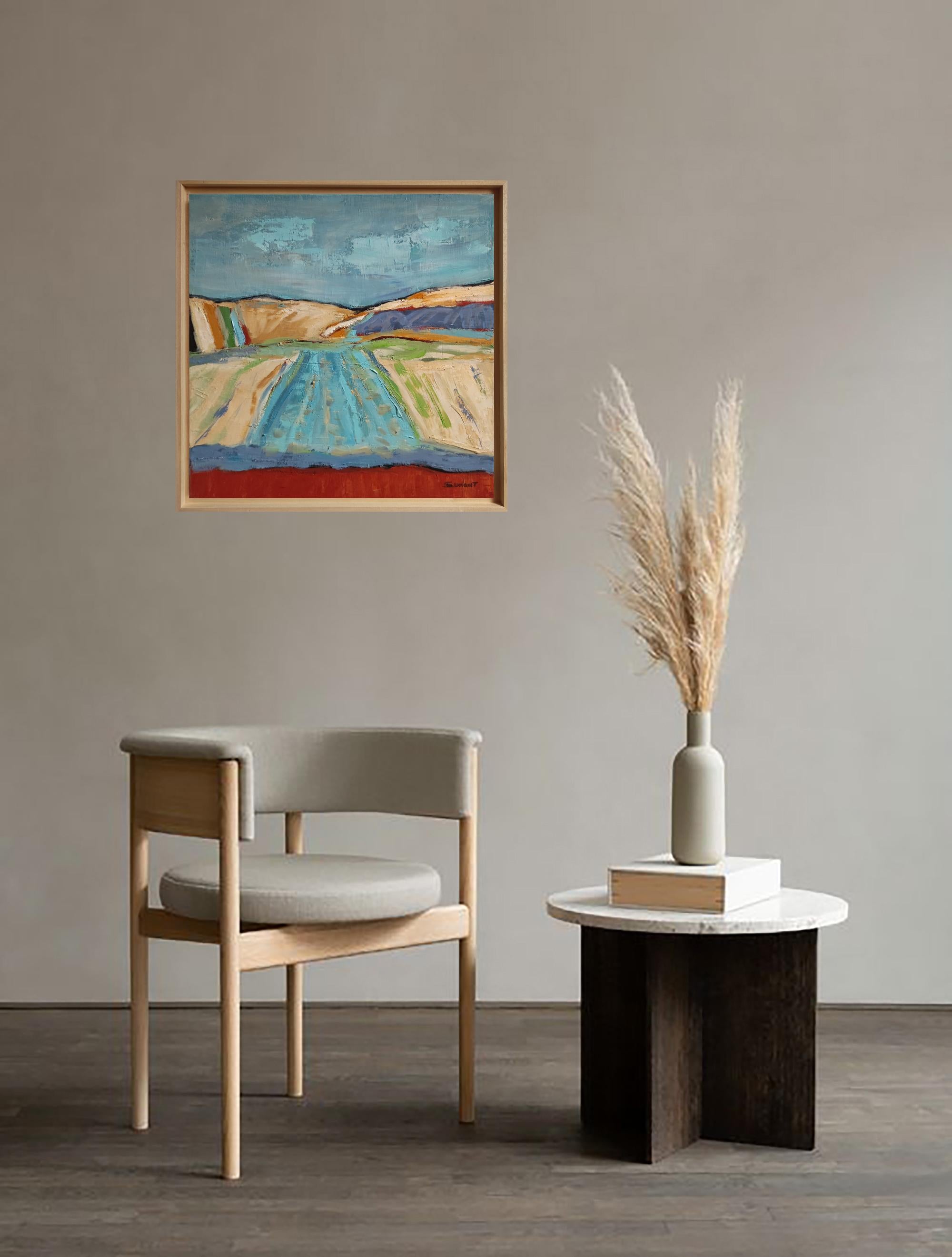 Blue landscape, Abstract Countryside, Contemporary, Oil on canvas, French For Sale 1