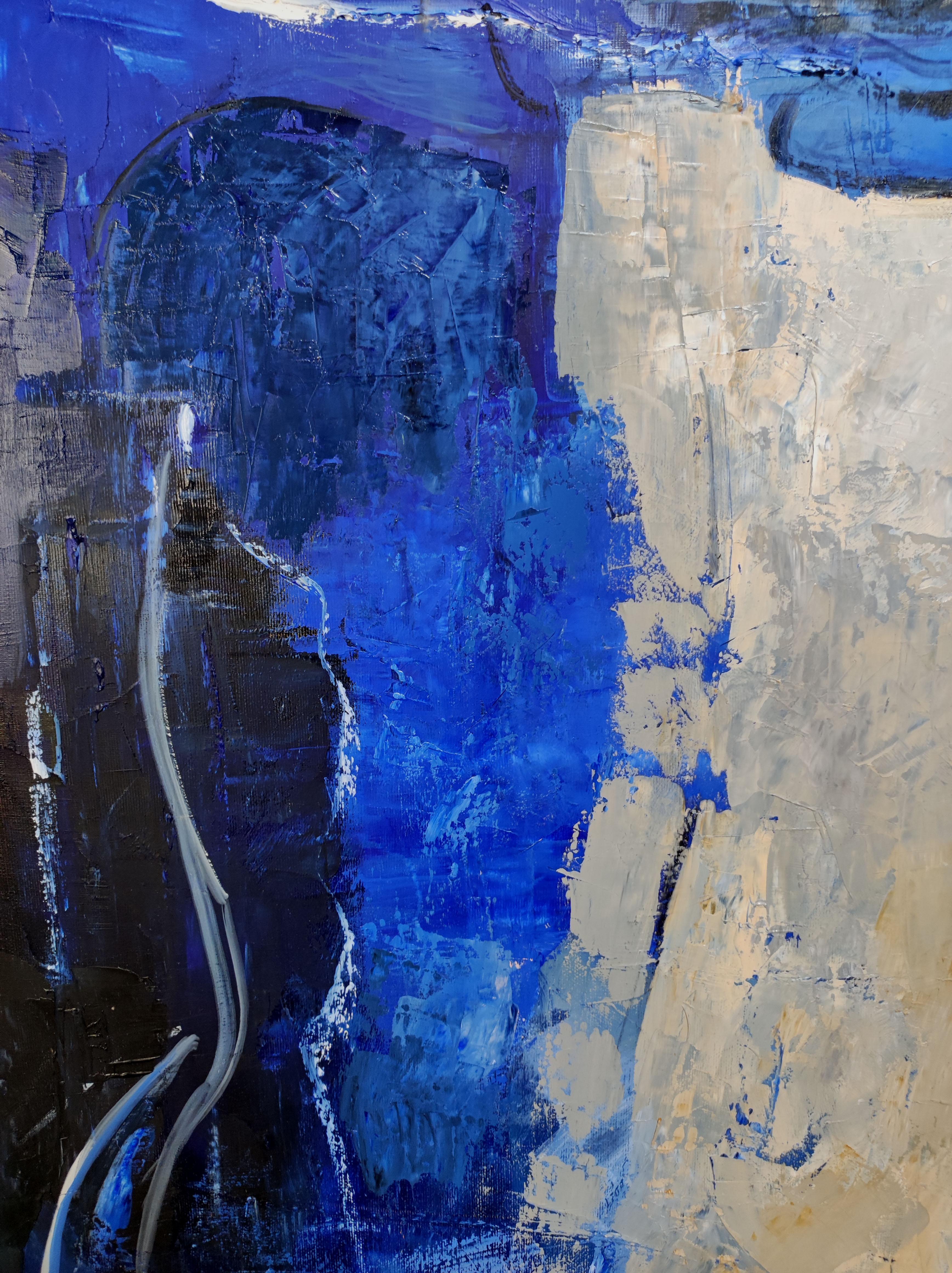 nudo blu, donna  nudo, olio, figurativo, espressionismo contemporaneo, artista francese 1