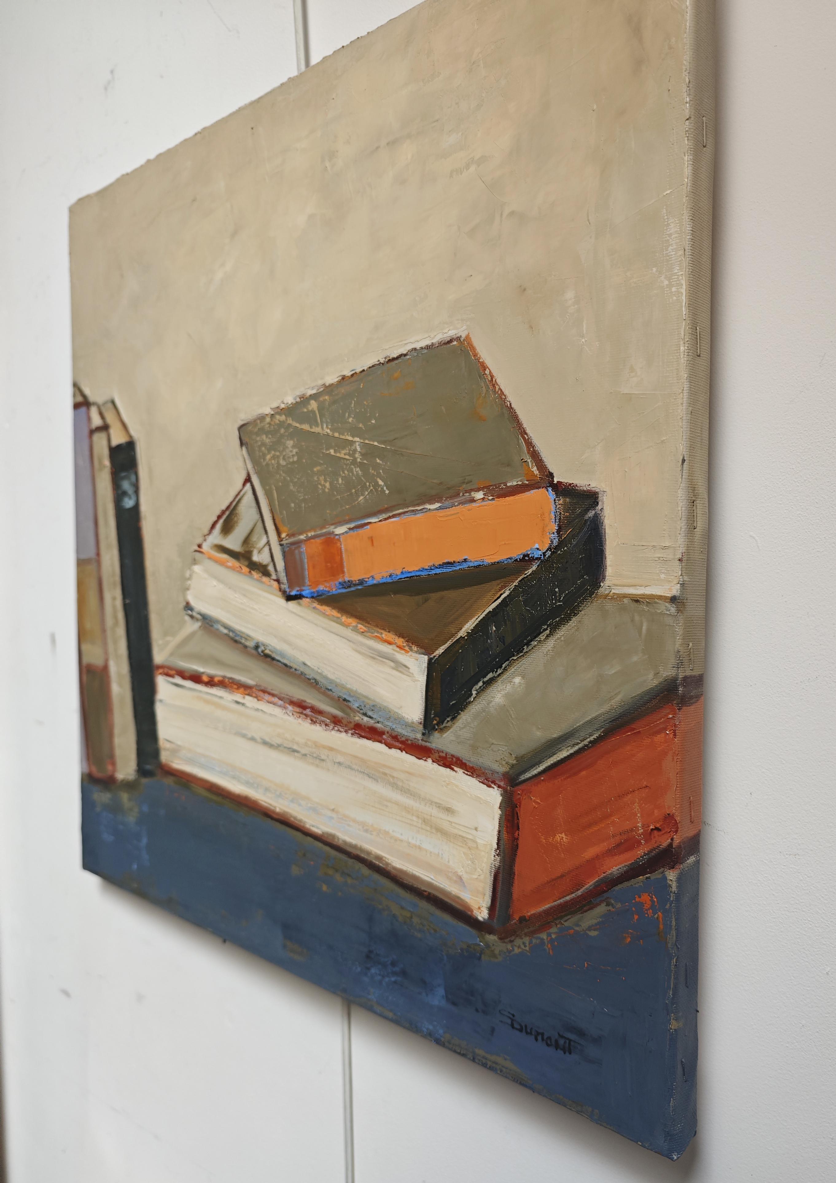 Les reliures en lumière - Abstract library, textured painting, Oil on canvas - Contemporary Painting by SOPHIE DUMONT
