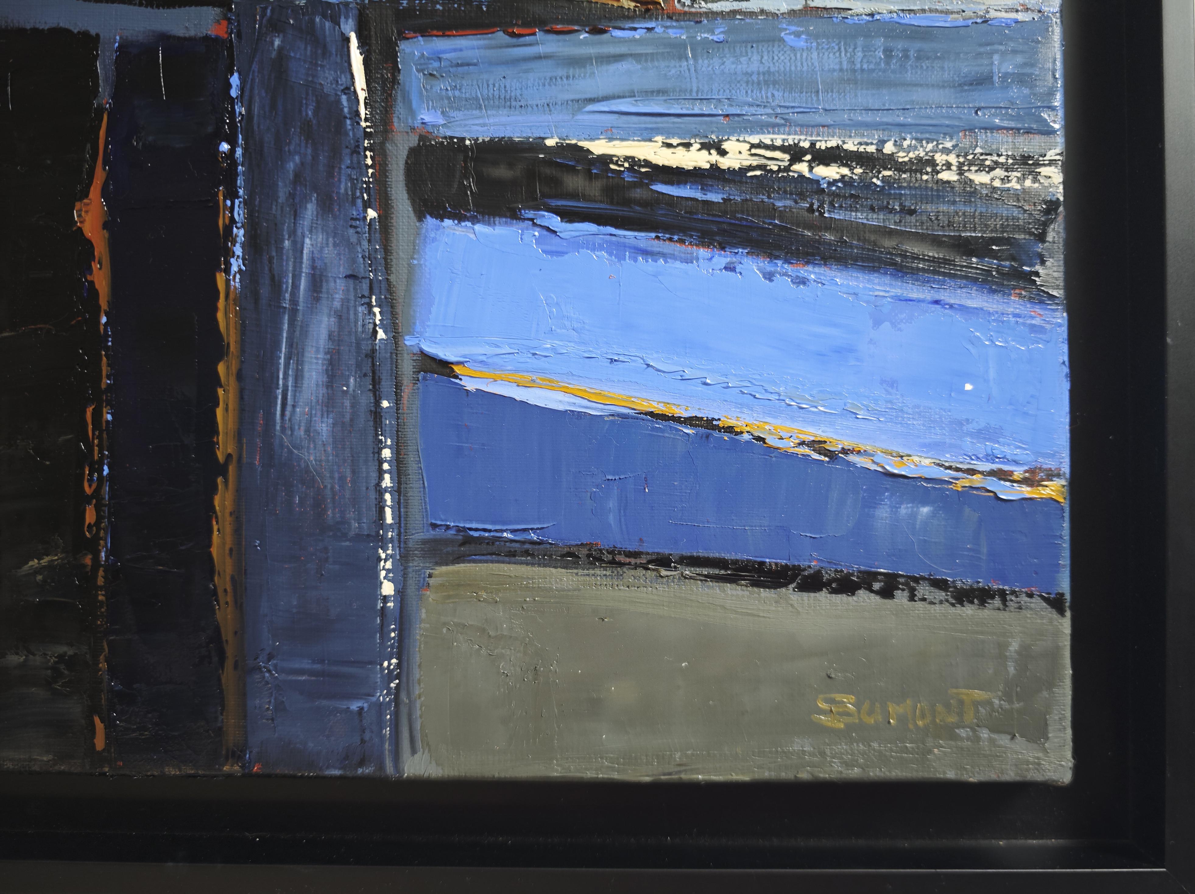 Blue of pages - Abstract library, textured painting, Oil on canvas For Sale 3