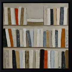 libro dopo libro , Biblioteca astratta, Olio su tela, Contemporaneo moderno, Con cornice