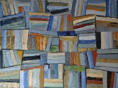 Books Patchwork – Large Abstract Bookshelf Painting by French Artist