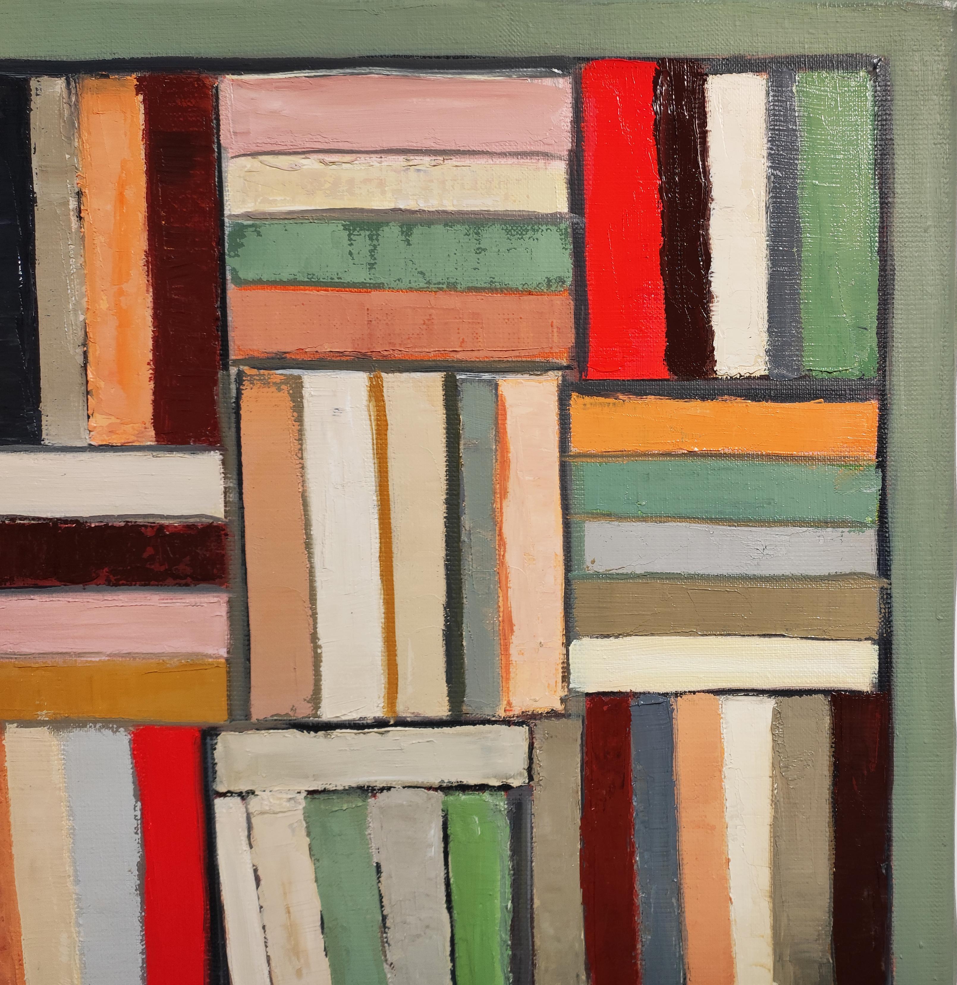 Books symphony, Abstract, library, French Minimalism, Multicolor, Expressionism For Sale 5
