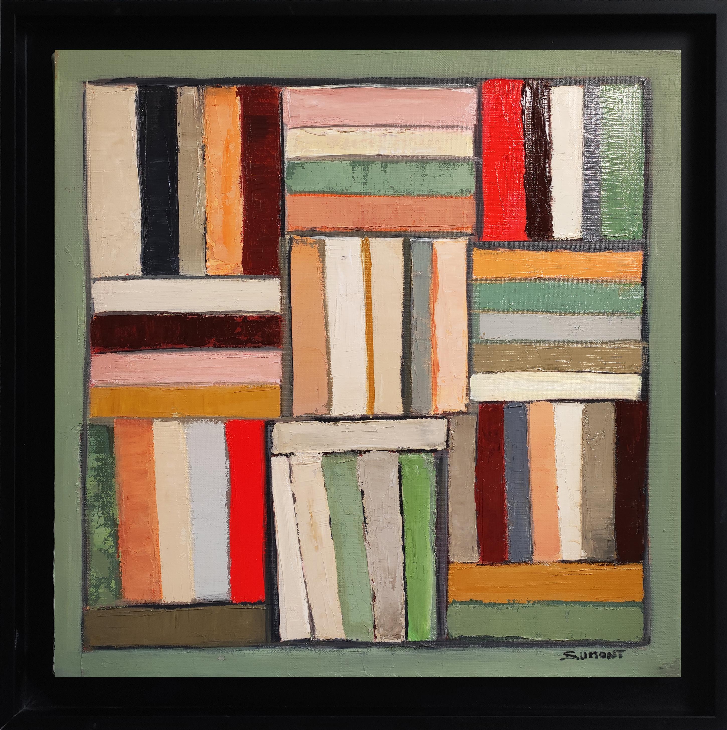 Books symphony, Abstract, library, French Minimalism, Multicolor, Expressionism For Sale 1