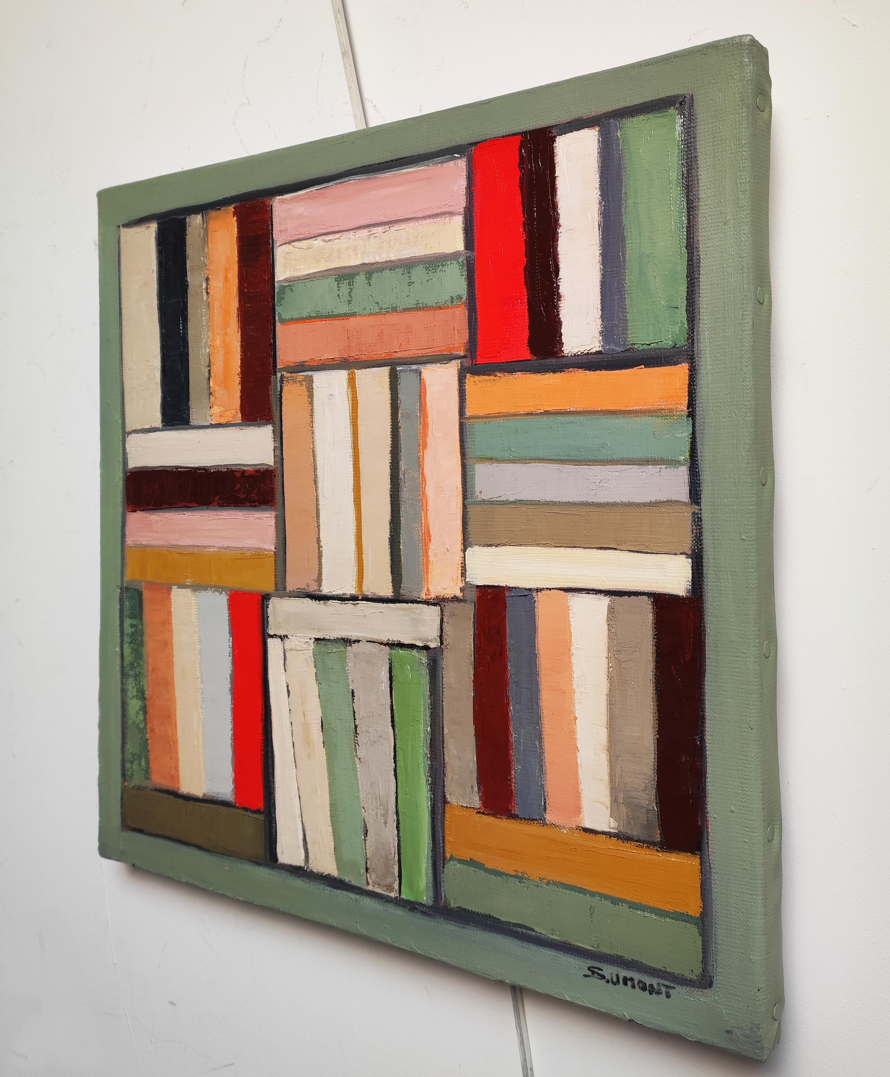 Books symphony, Abstract, library, French Minimalism, Multicolor, Expressionism For Sale 2