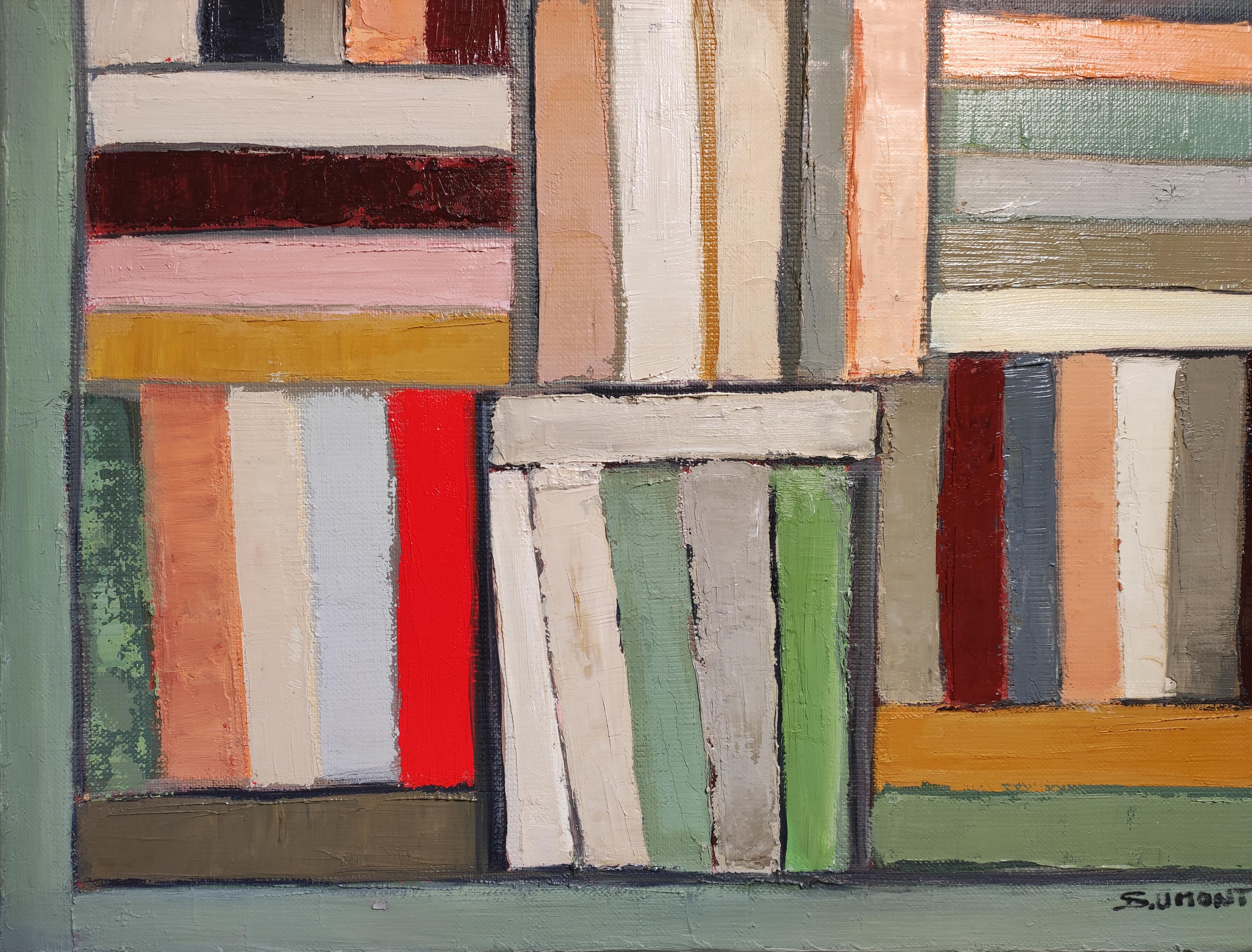 Books symphony, Abstract, library, French Minimalism, Multicolor, Expressionism For Sale 3