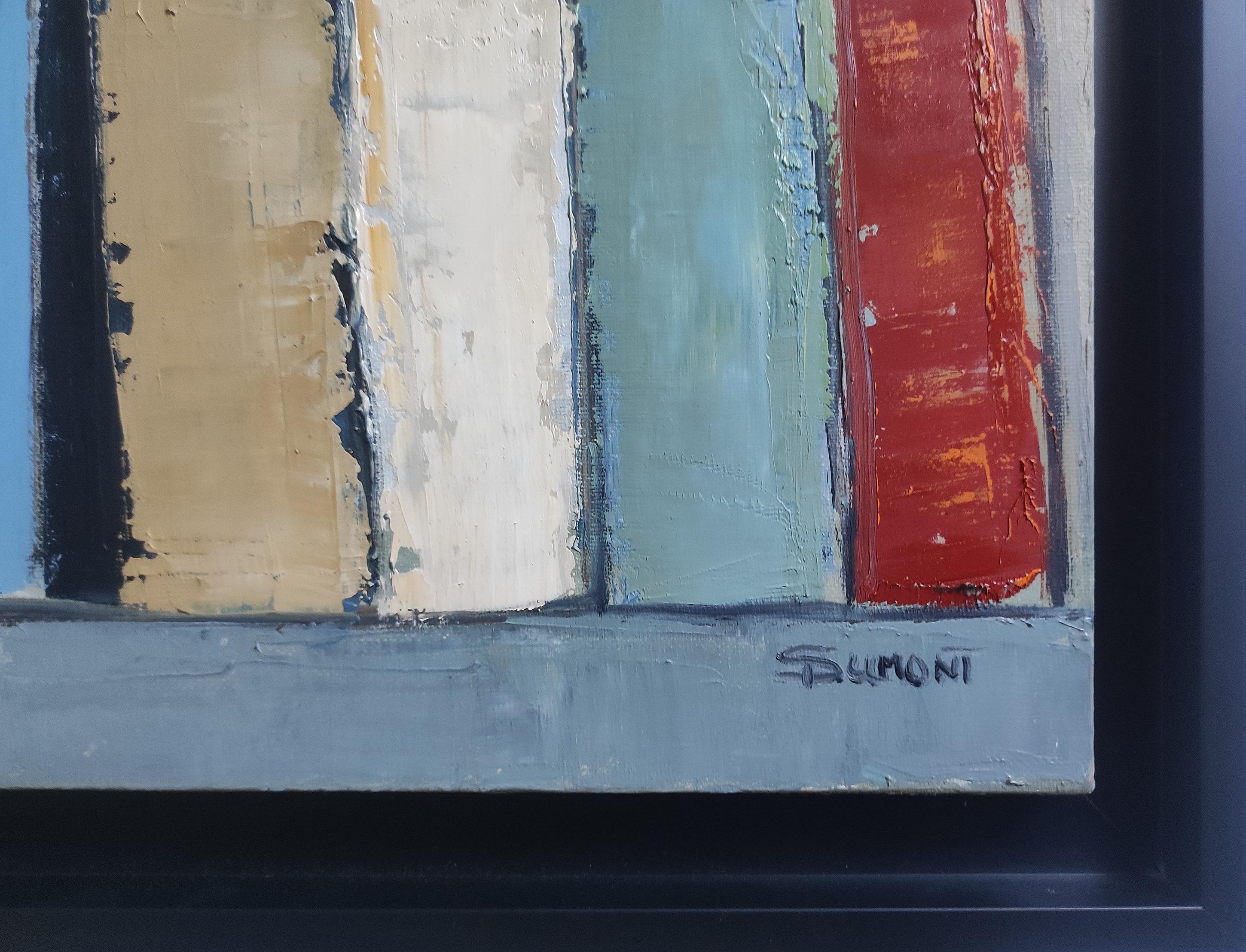 Bound by Color, Abstract, oil on canvas, Books, Library, Expressionism, French For Sale 6