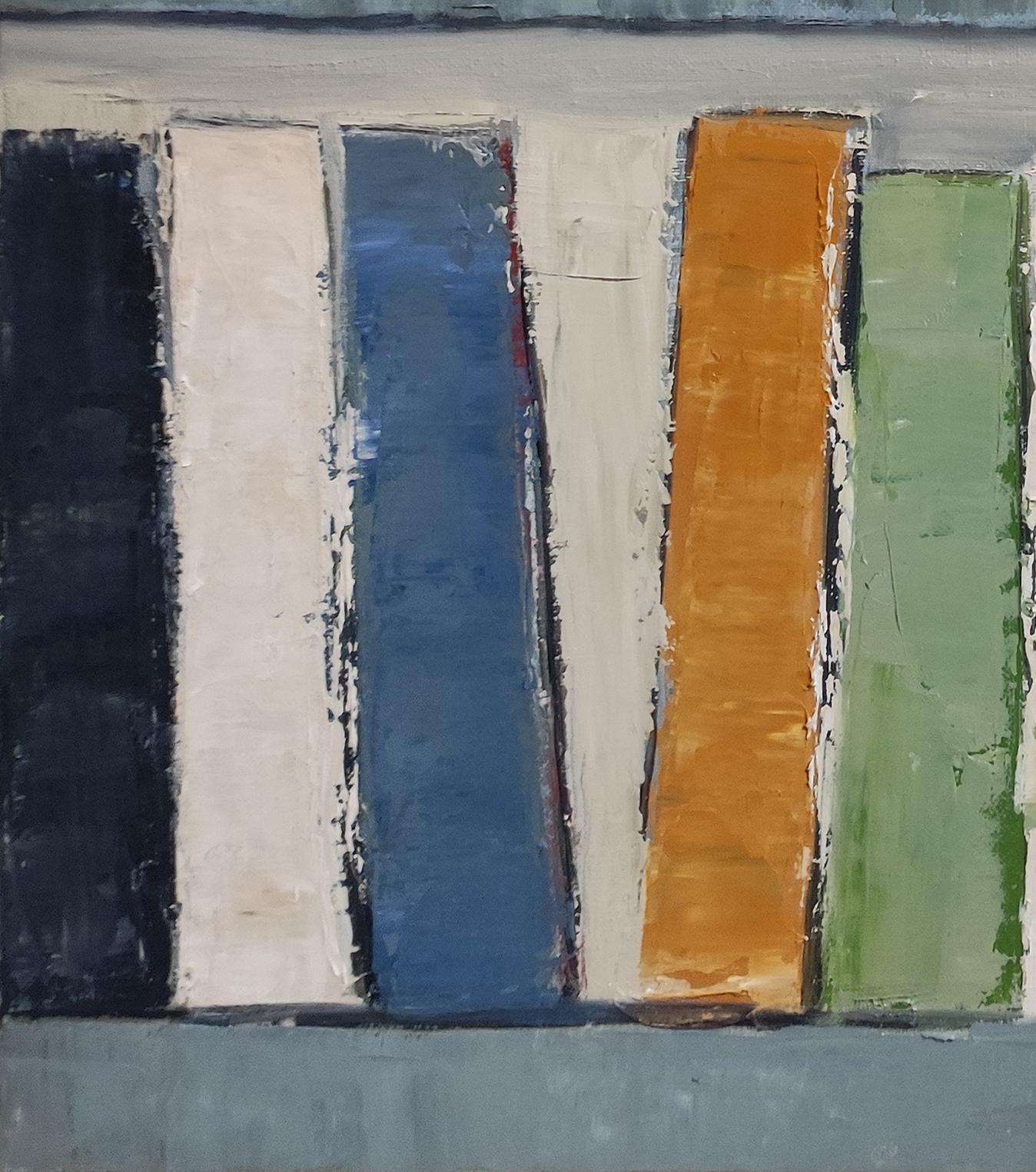 Bound by Color, Abstract, oil on canvas, Books, Library, Expressionism, French For Sale 2