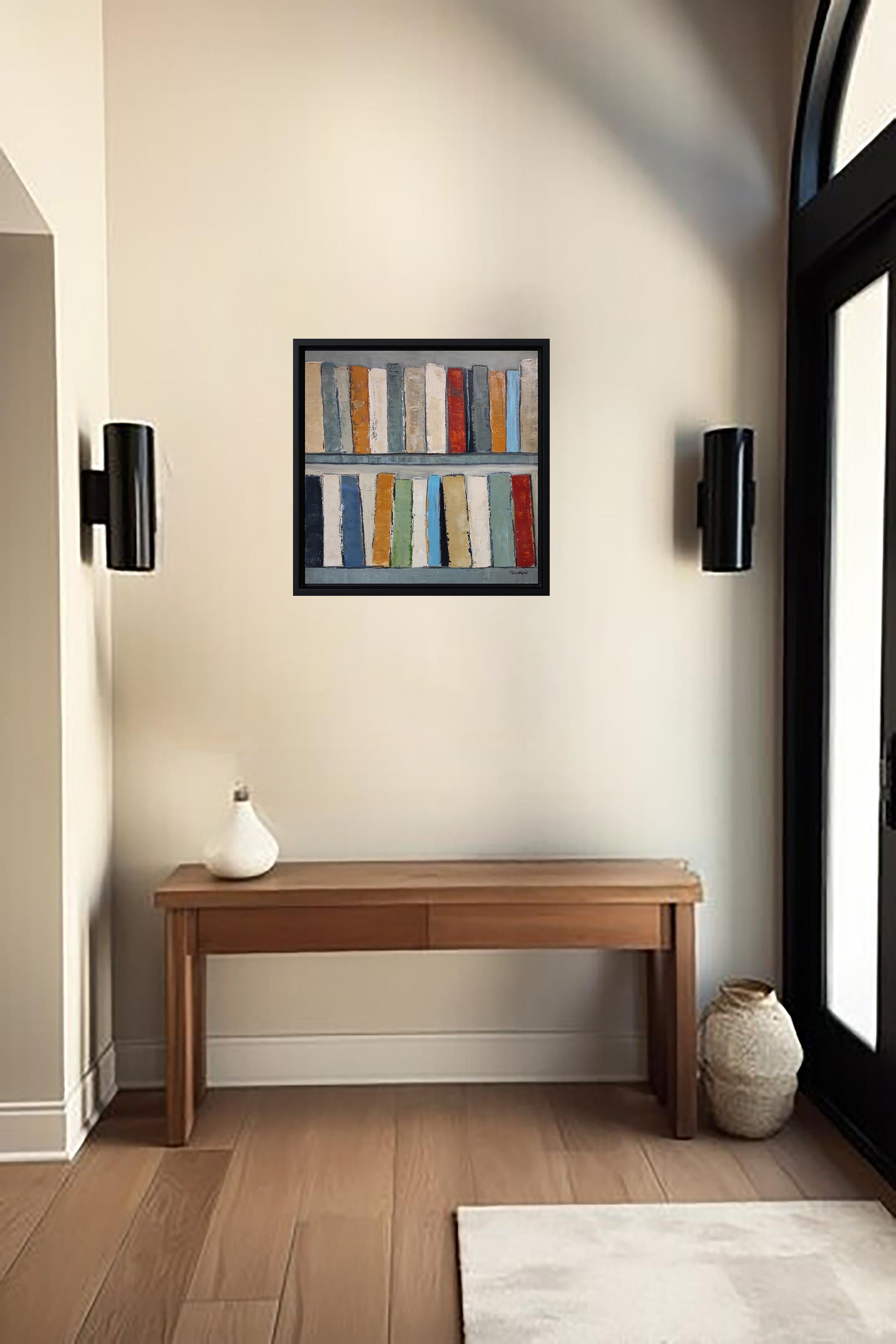Bound by Color, Abstract, oil on canvas, Books, Library, Expressionism, French For Sale 5