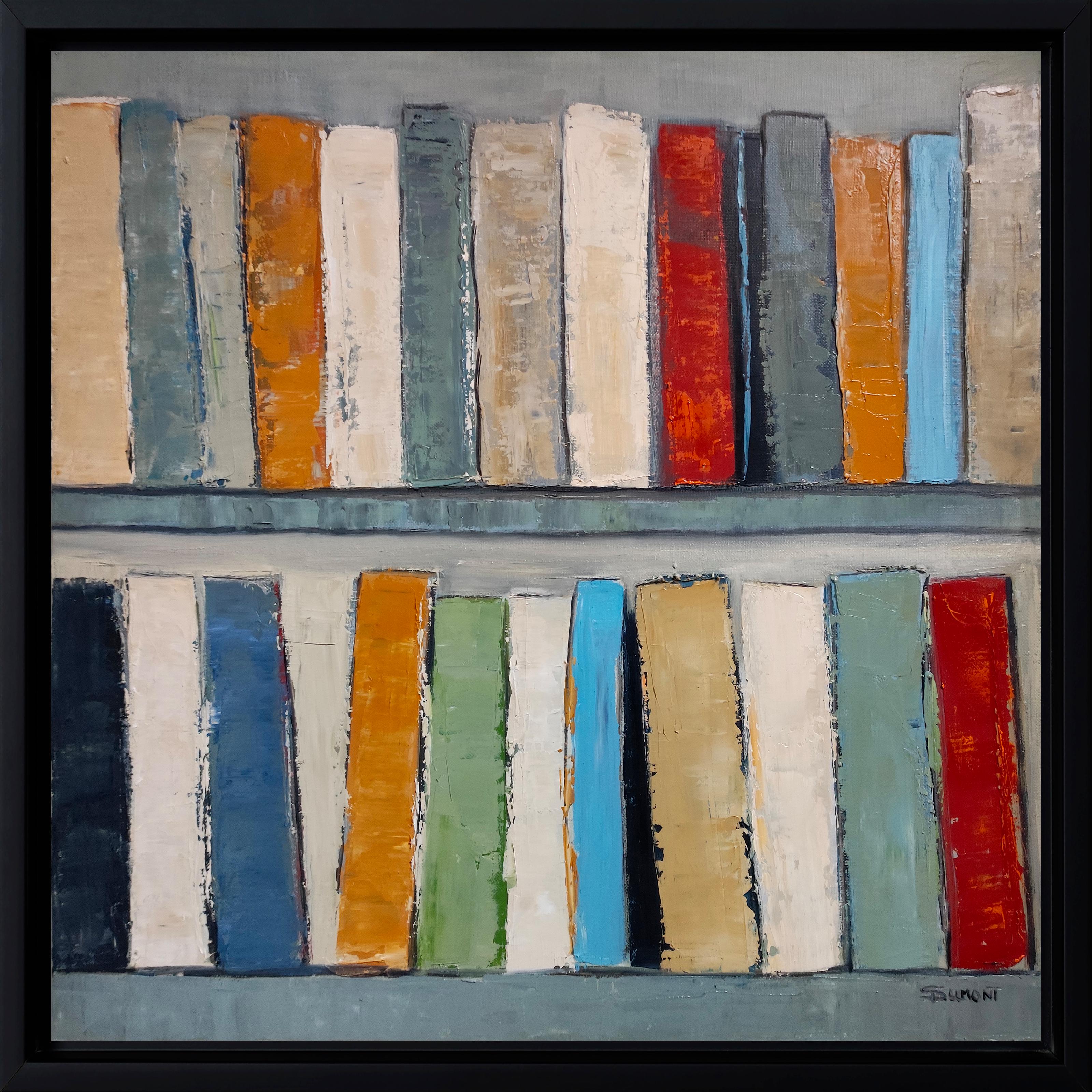 Legato dal colore, Astratto, olio su tela, Libri, Biblioteca, Espressionismo, Francese