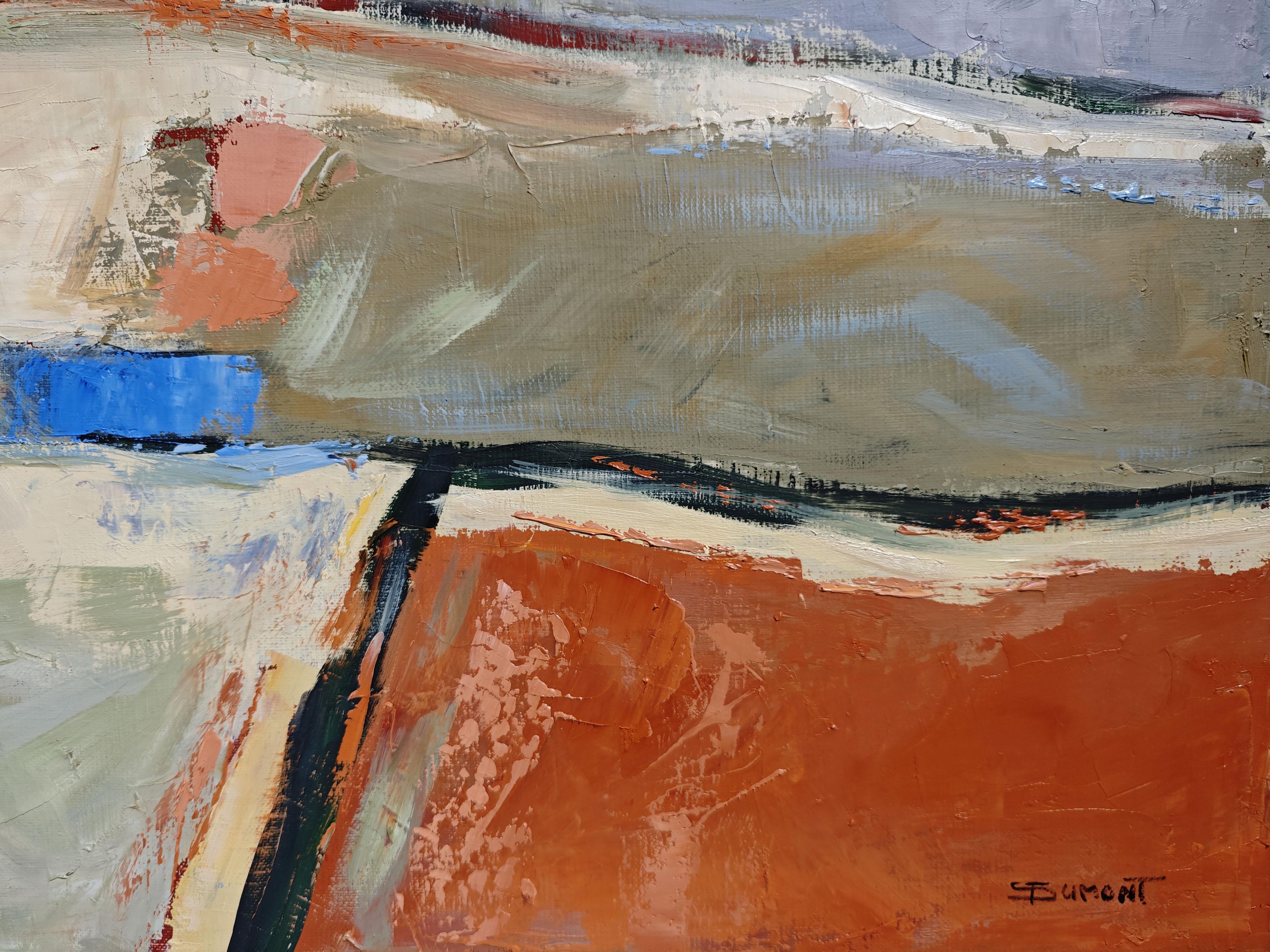 Cadence des saisons, Abstract landscape, textured, expressionism, French artist For Sale 6