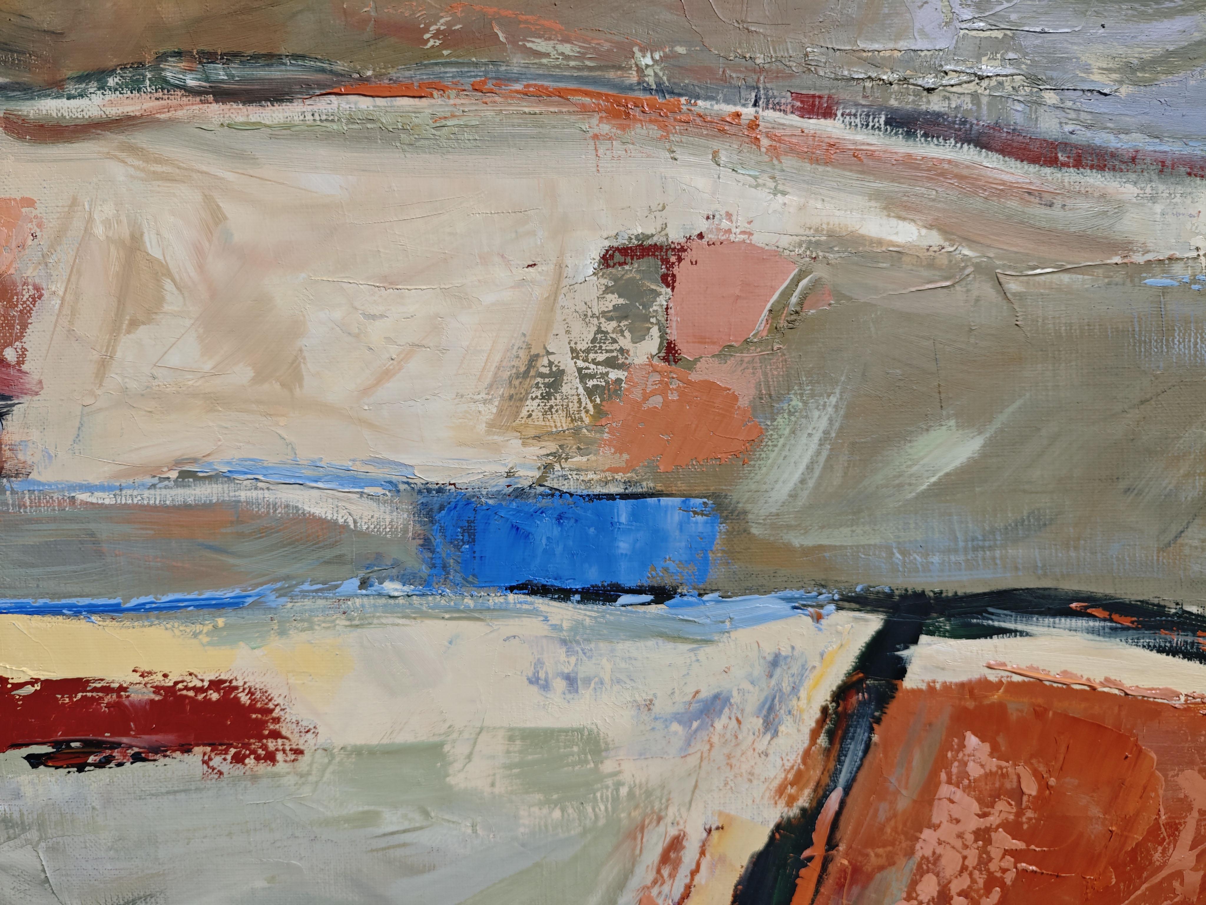 Cadence des saisons, Abstract landscape, textured, expressionism, French artist For Sale 2