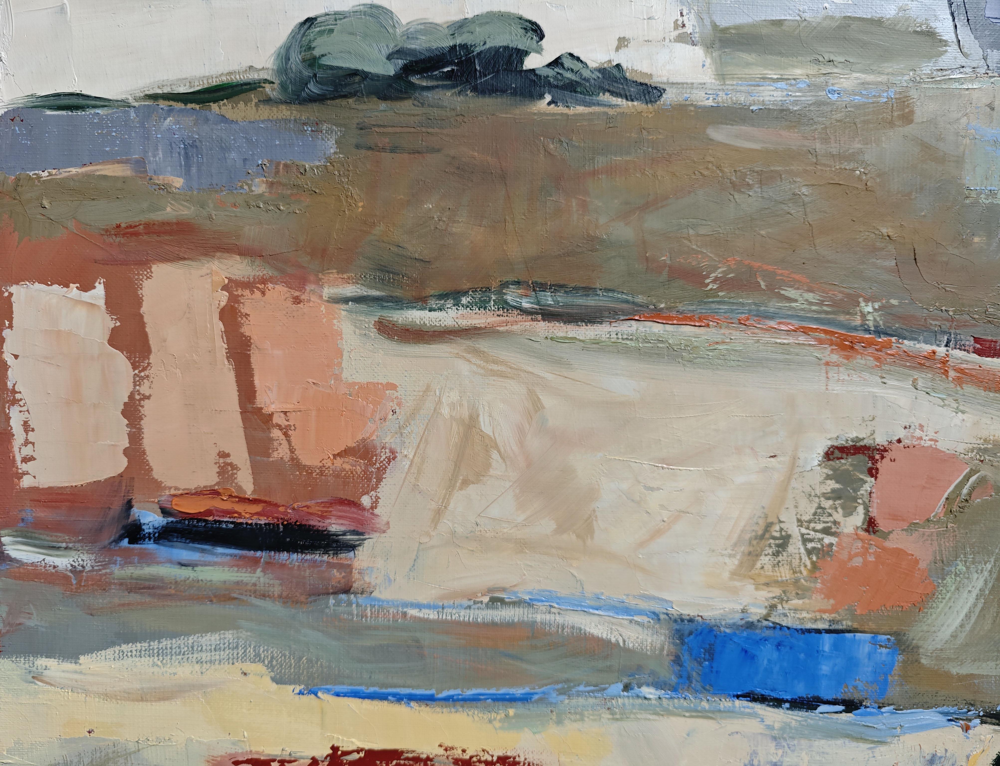 Cadence des saisons, Abstract landscape, textured, expressionism, French artist For Sale 3