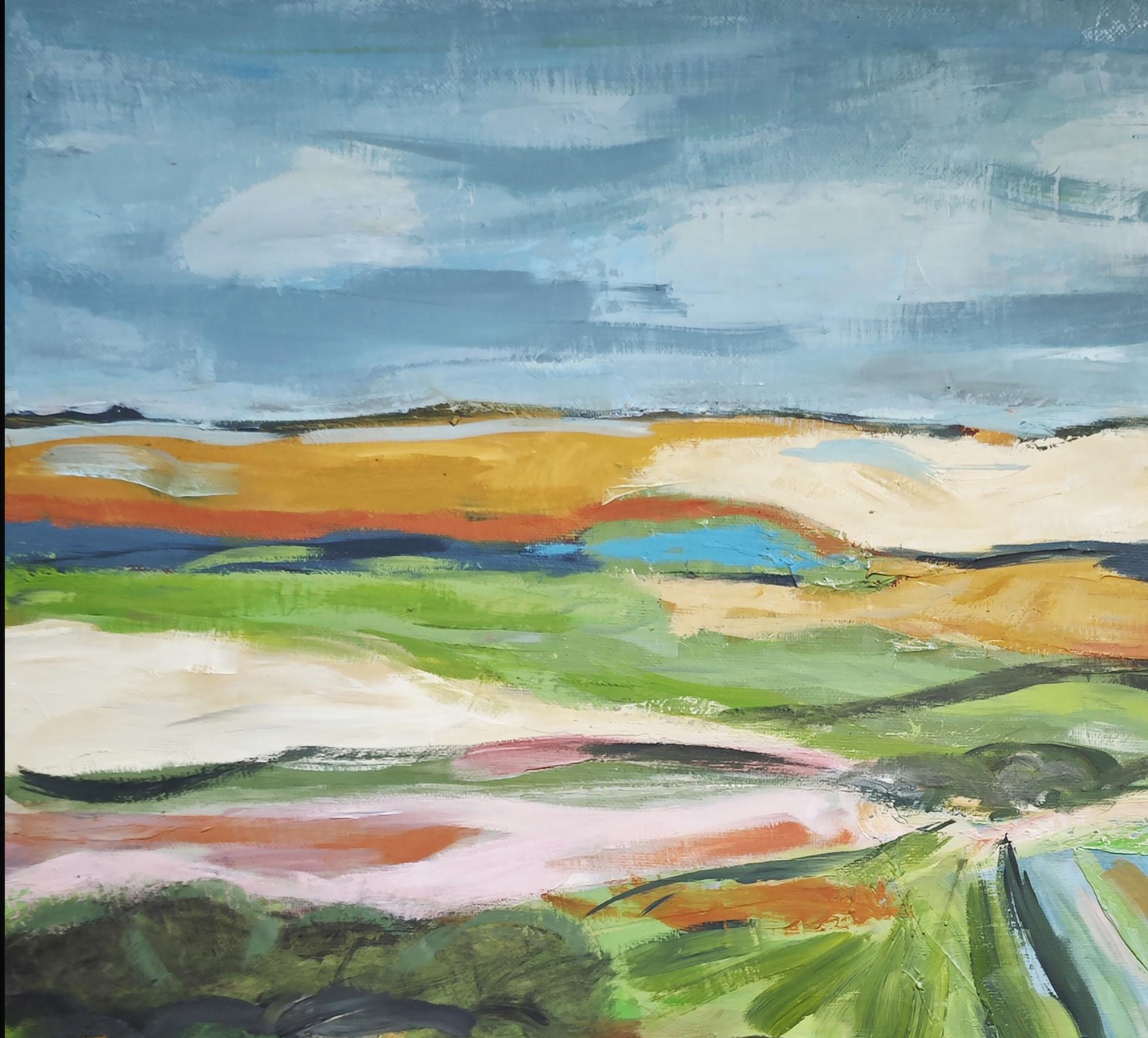 Cadence pastorale, Paesaggio astratto, Campagna, Francese moderno e contemporaneo - Painting Espressionismo astratto di SOPHIE DUMONT