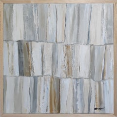camaieu, monochrom, minimalistisch, Weiße und ockerfarbene Bibliothek, Expressionismus, Öl