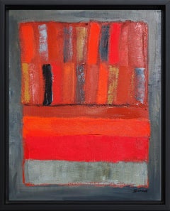 Carmin, Biblioteca astratta rossa,  Moderno, Espressionismo, Collage geometrico, Olio