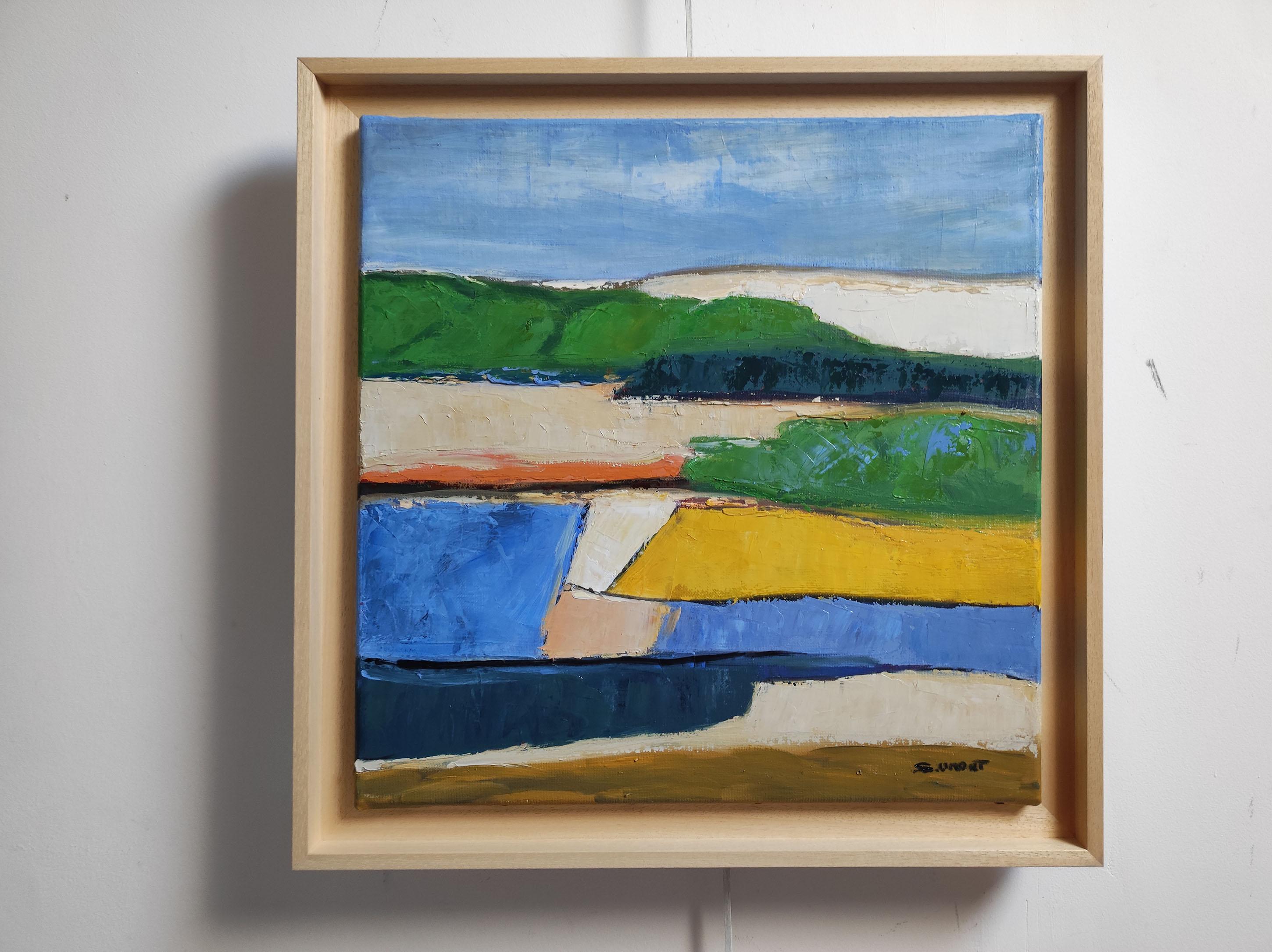 champs colorés, abstract landscape, oil on canvas, expressionism, fields, France For Sale 7