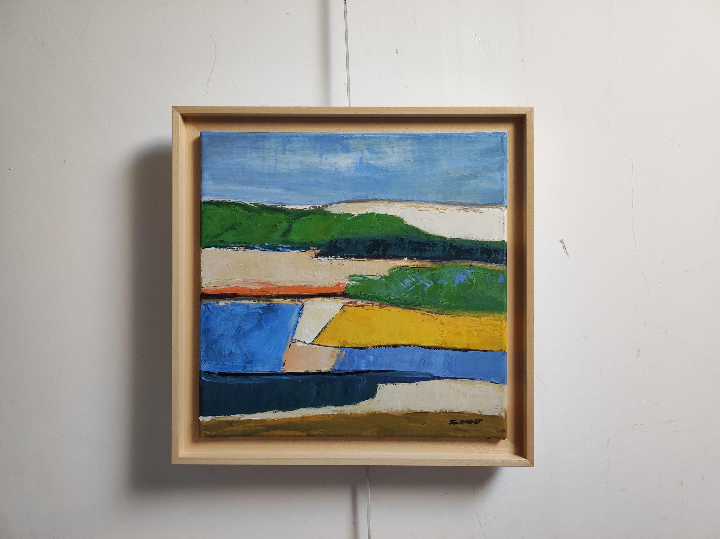 champs colorés, abstract landscape, oil on canvas, expressionism, fields, France For Sale 8